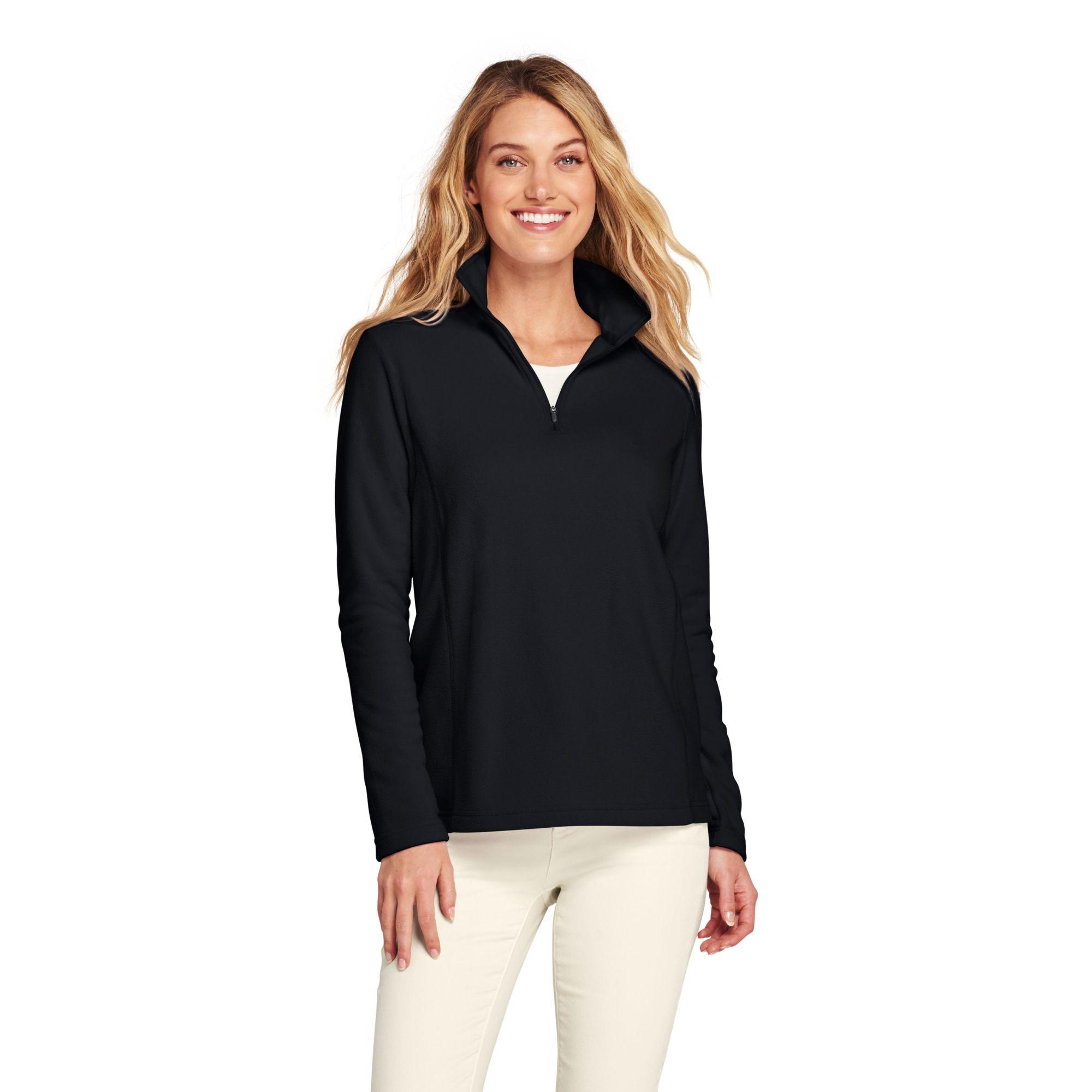 Lands' End Petite Half Zip Fleece Top in Black Lyst