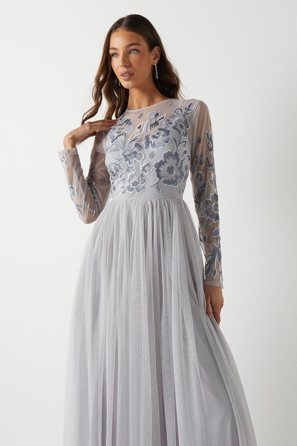 Embroidered bodice hotsell maxi dress