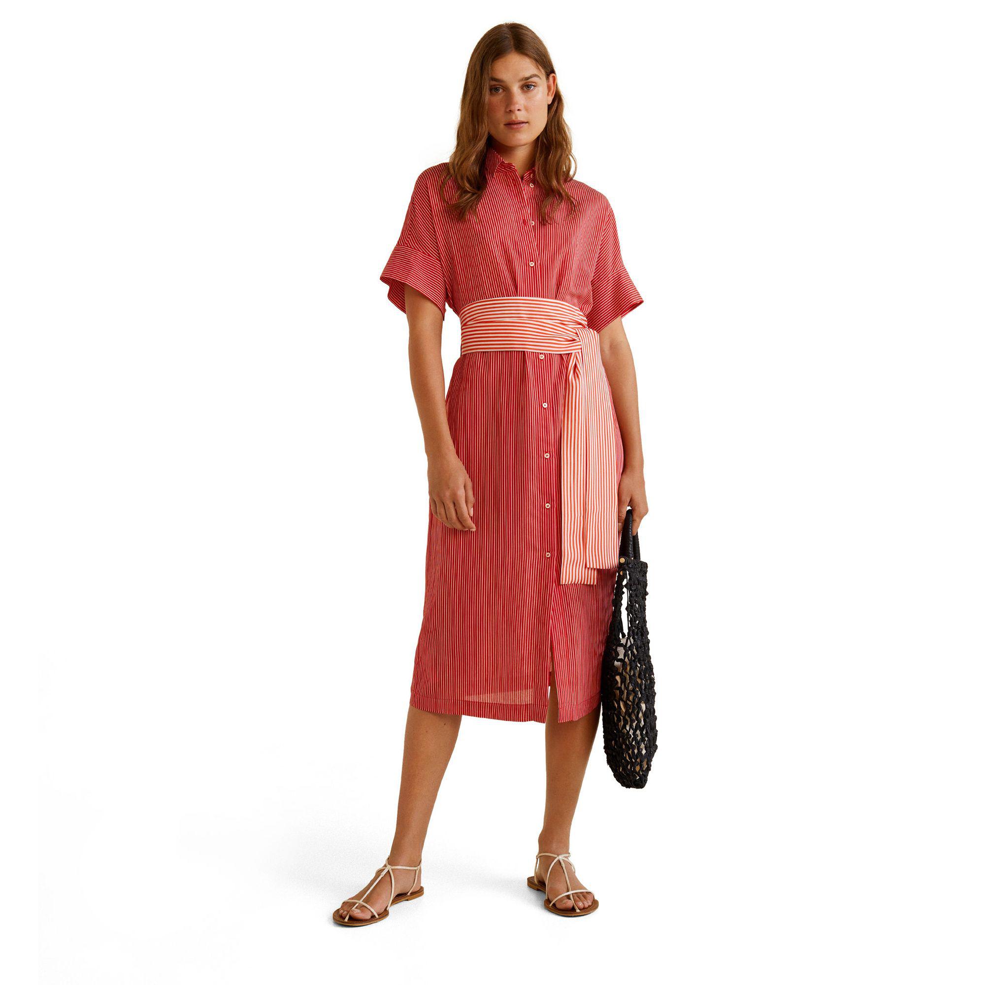mango red striped dress
