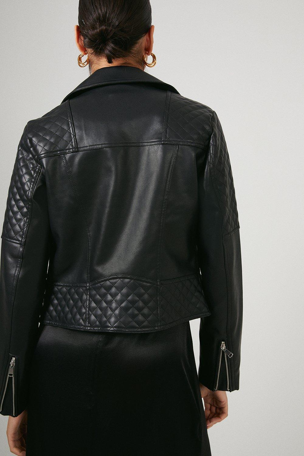 Warehouse faux shop leather biker jacket