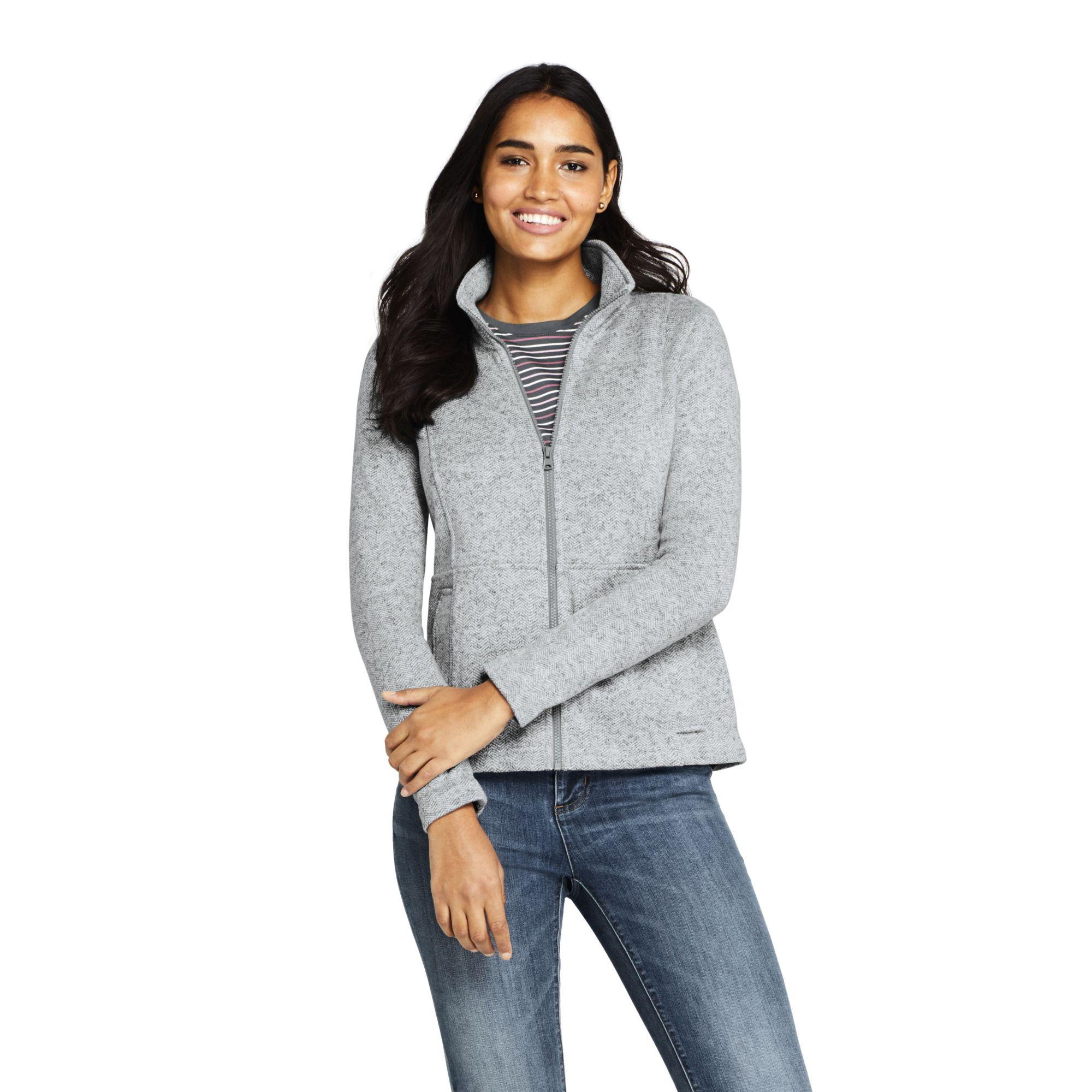 Lands' End Sweater Fleece Jacket in Grey (Gray) Save 30 Lyst