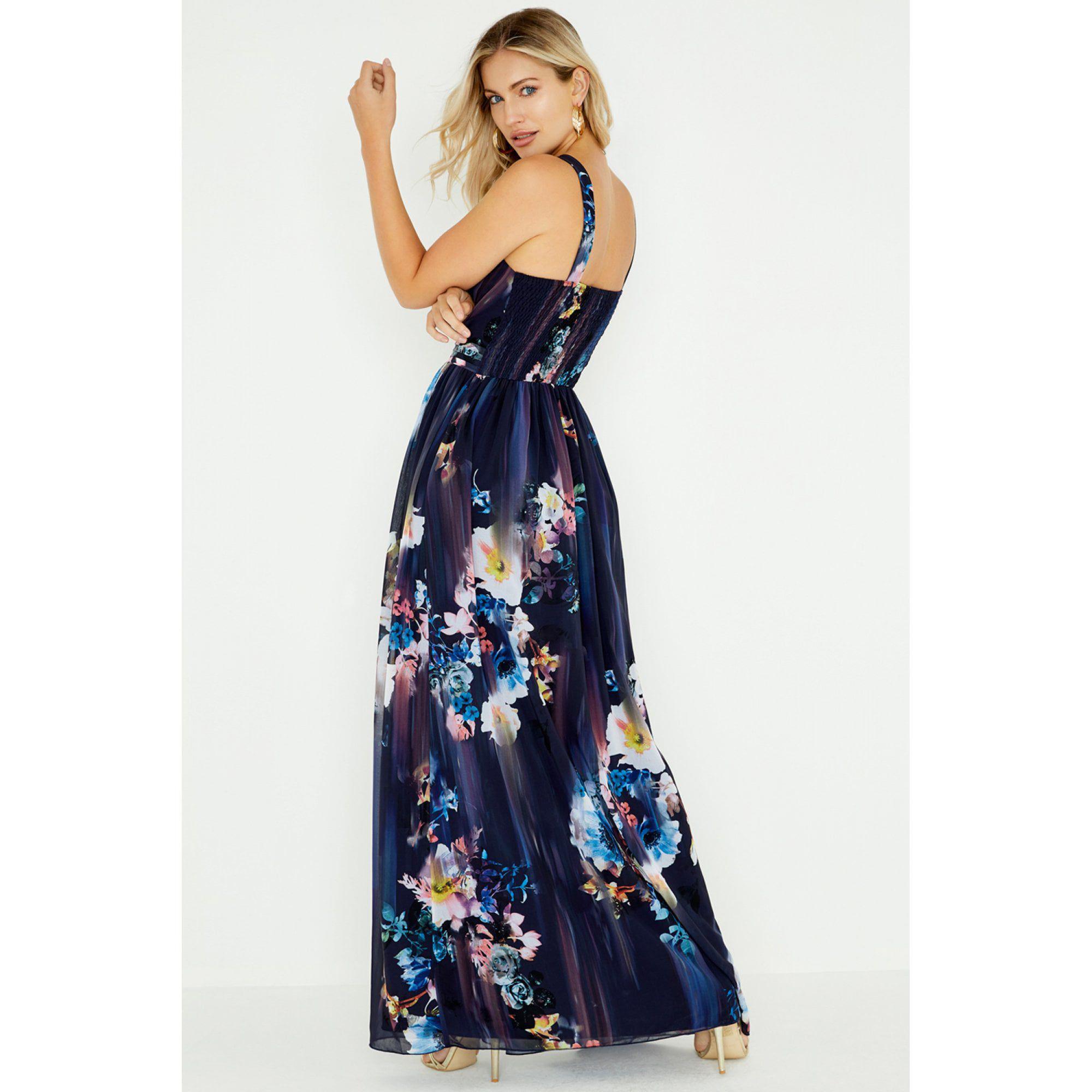 little mistress viola floral plunge maxi dress