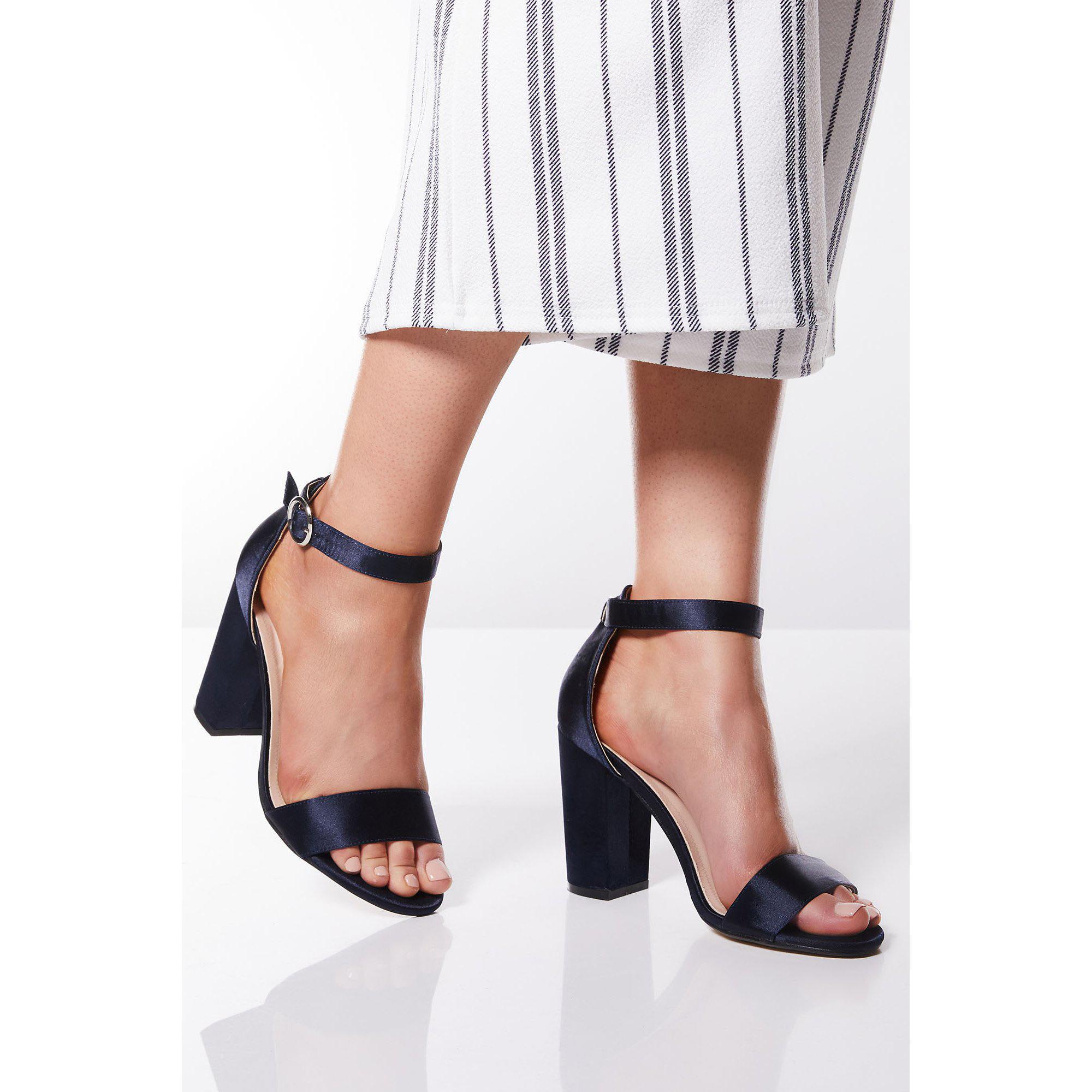 navy satin sandals