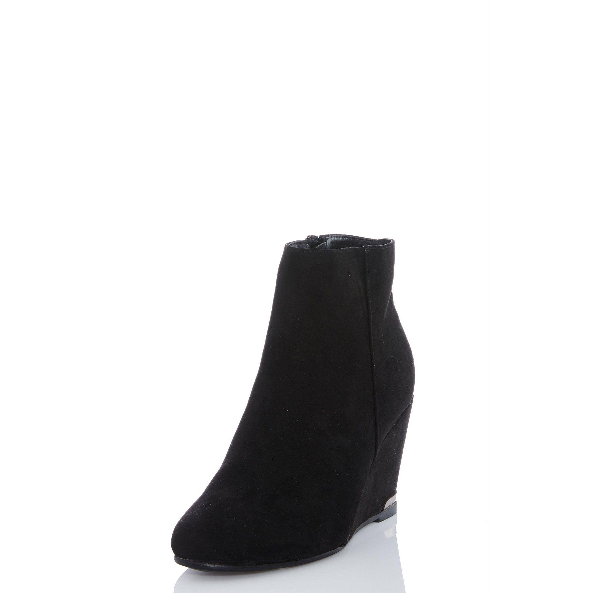Quiz Faux Suede Wedge Heel Ankle Boots 