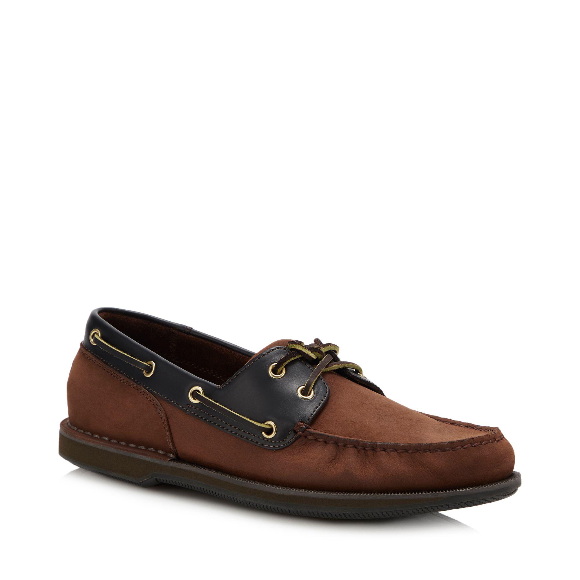 Rockport Leather Men's Nubuck 'perth' Boat Shoes in Brown for Men Lyst