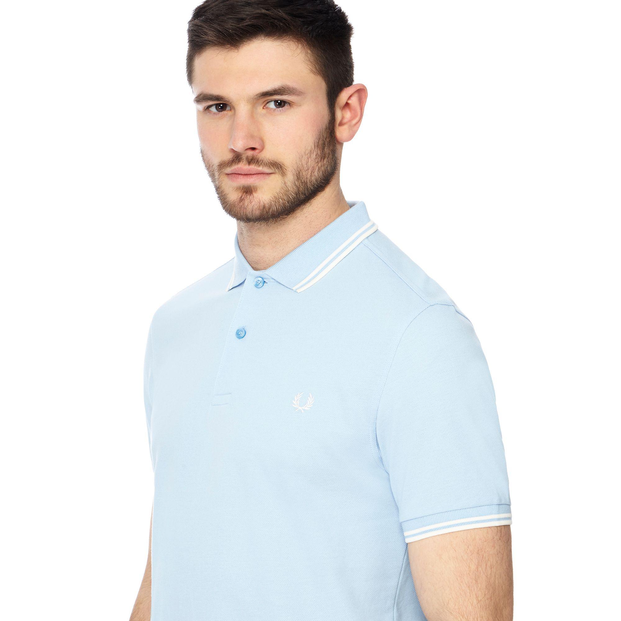 Fred Perry Pale Blue Embroidered Logo Polo Shirt for Men Lyst