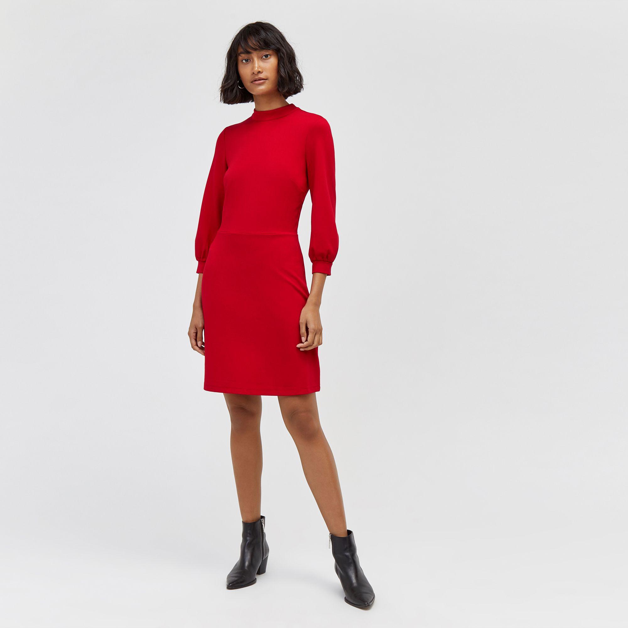 warehouse balloon sleeve ponte dress