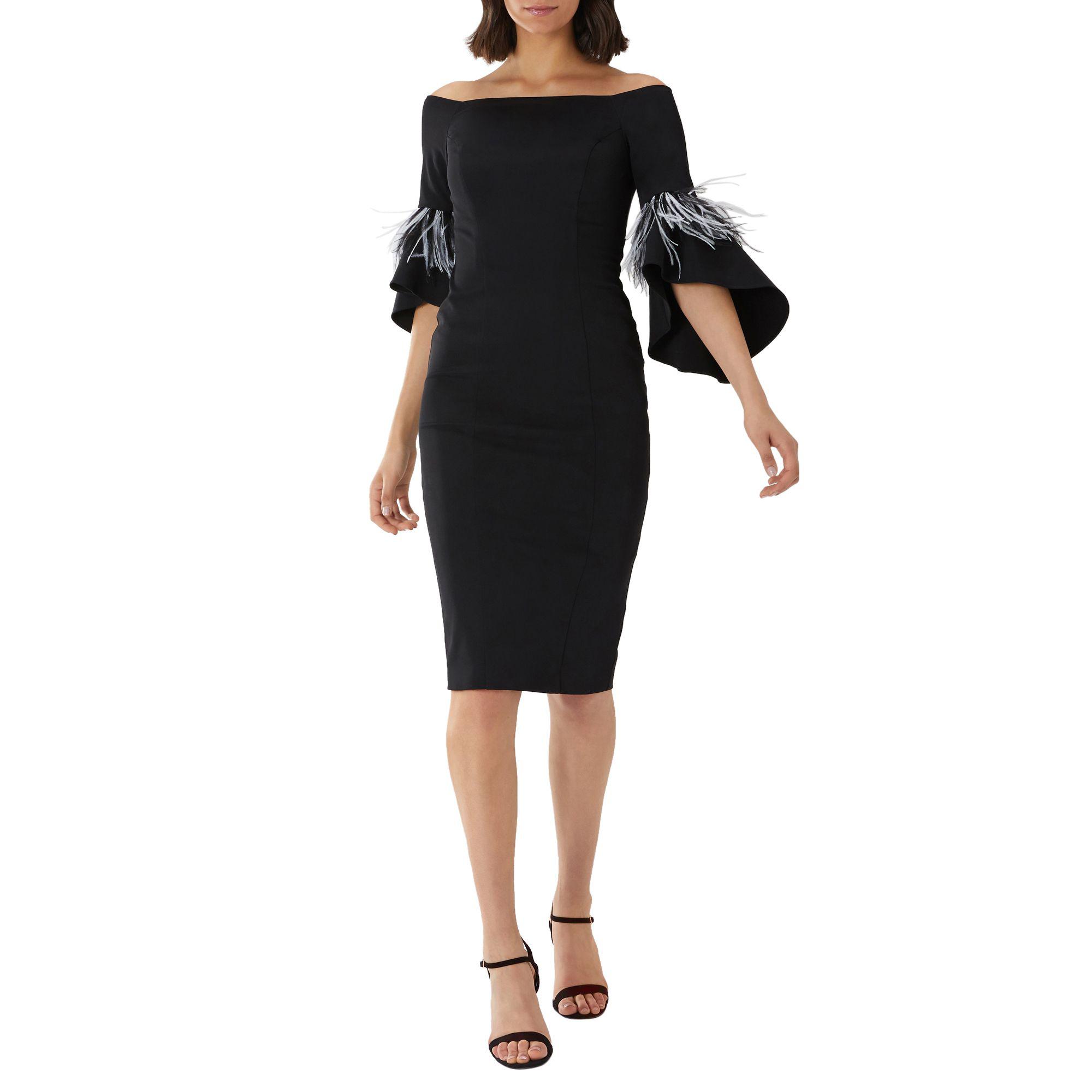 coast sadie feather trim dress