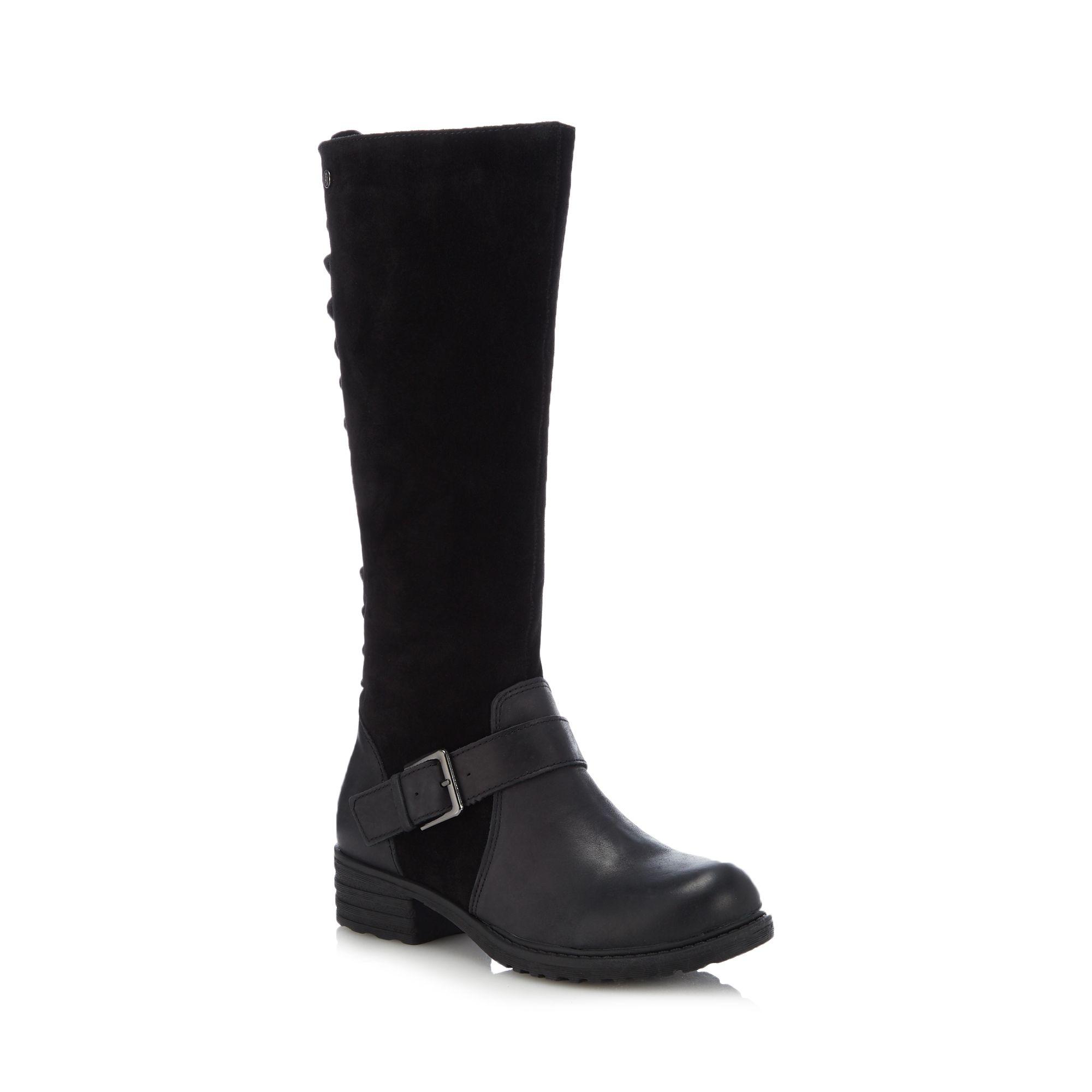 Hush Puppies Suede 'pomeranian' Block Heel Knee High Boots in Black Lyst