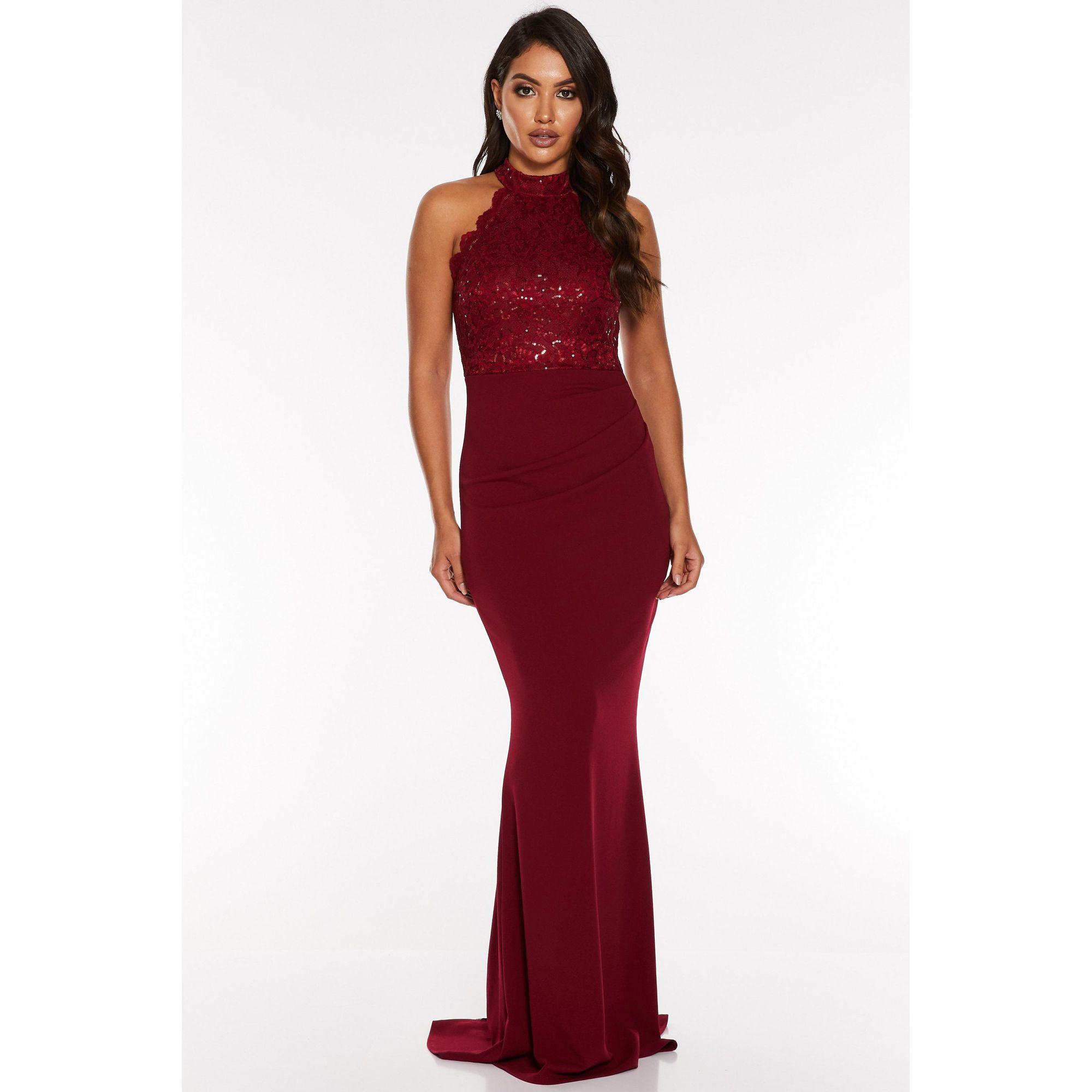 quiz black lace fishtail maxi dress