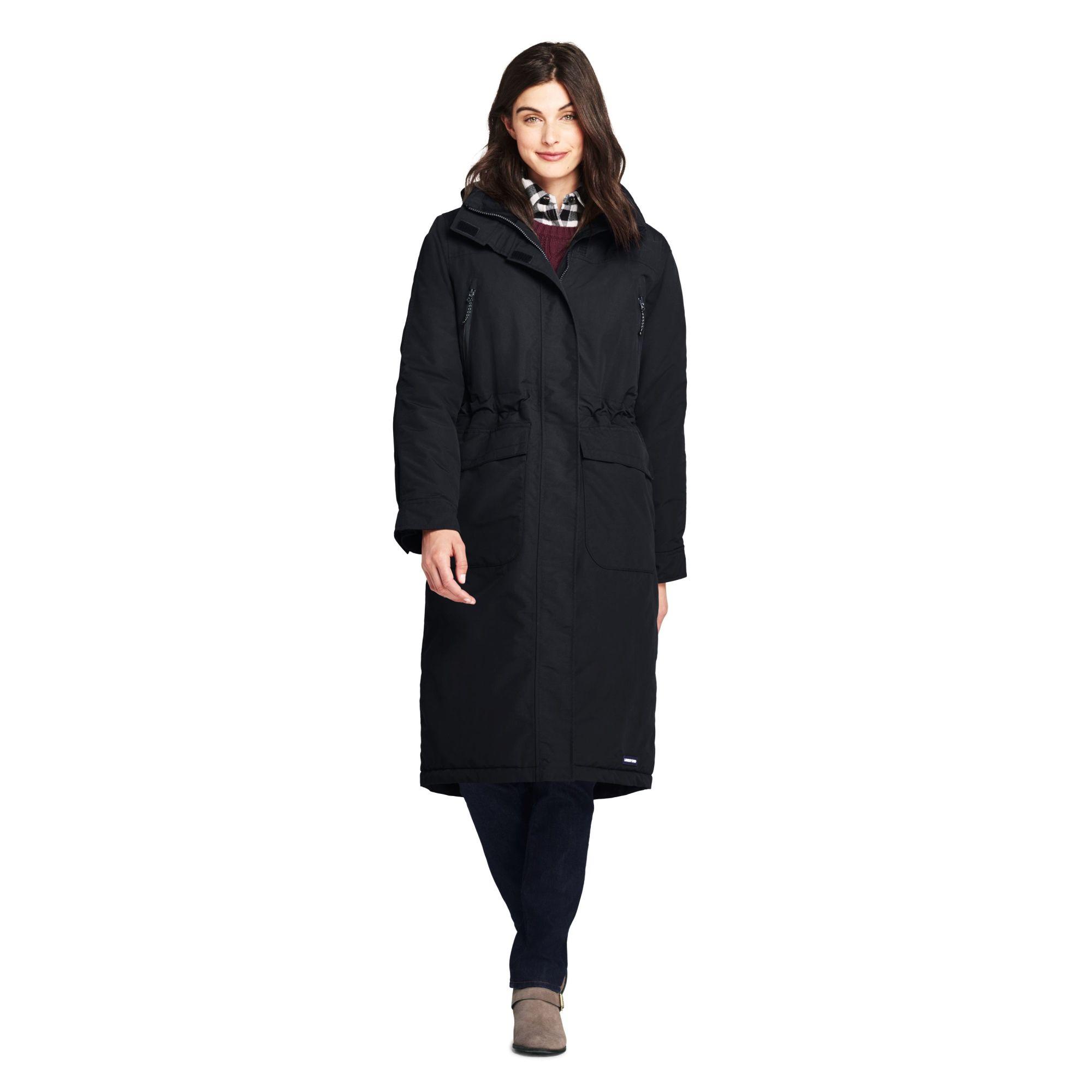 Lands' End Synthetic Petite Squall Stadium Coat in Black Lyst