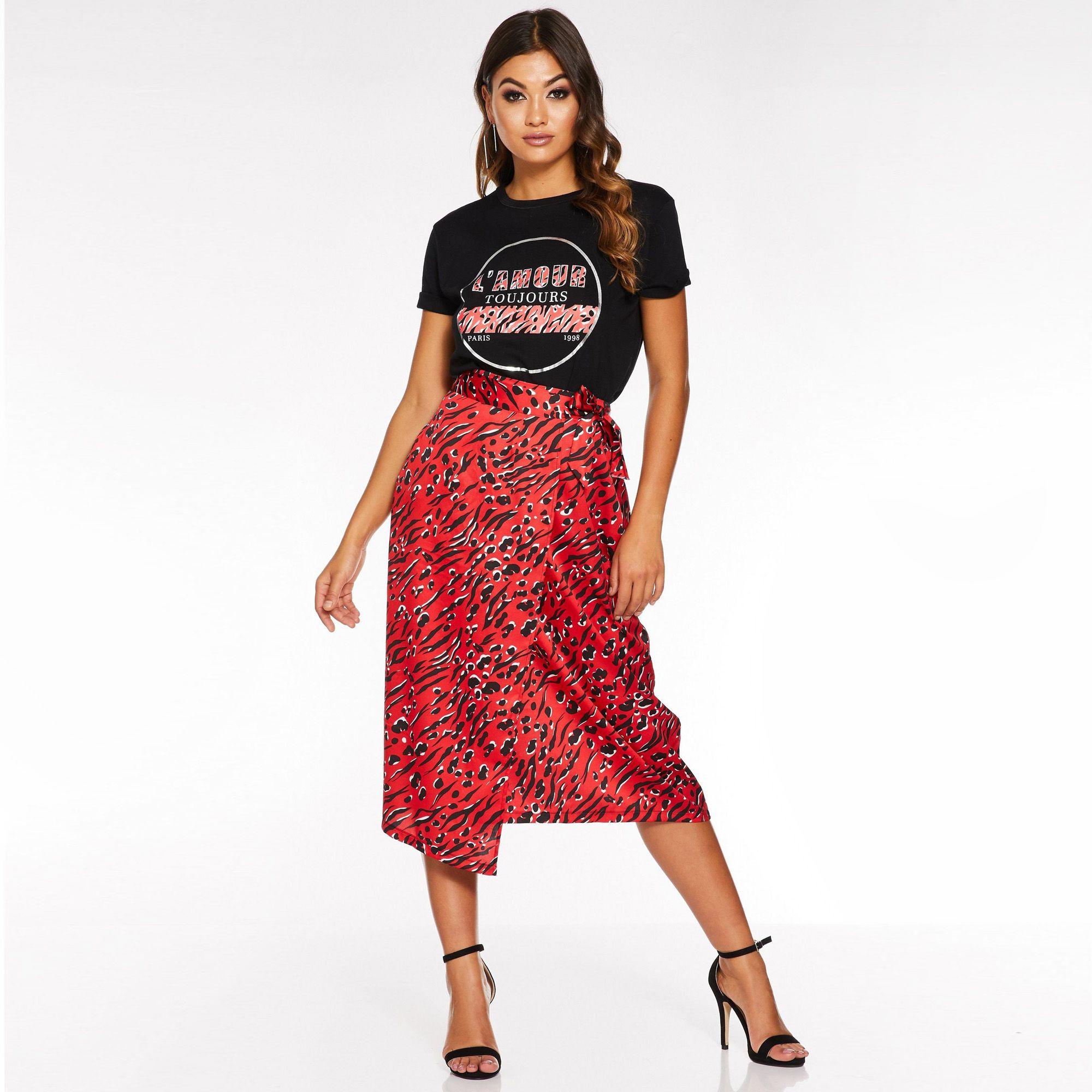 quiz red and black leopard print dress