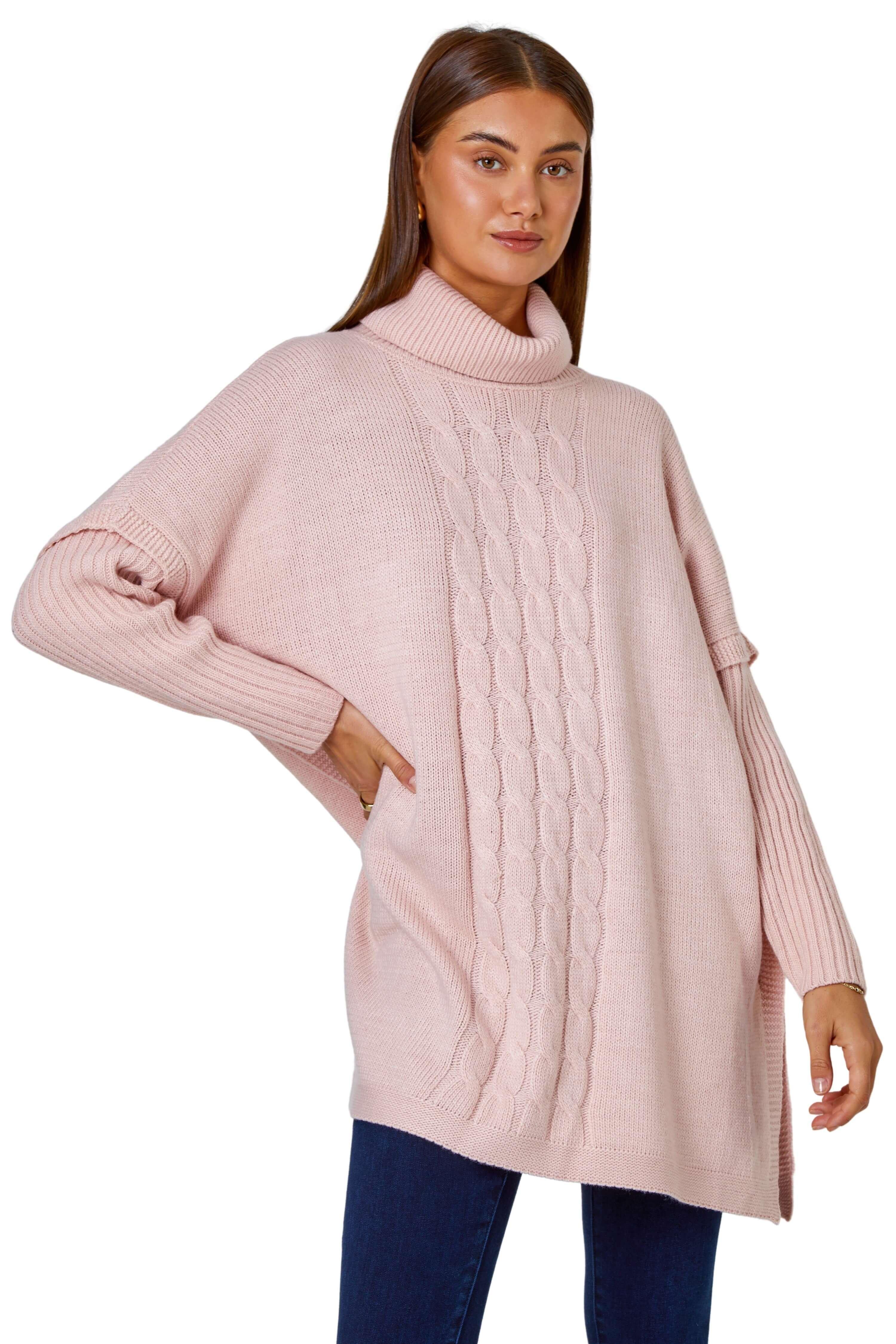 Polo neck top poncho jumper