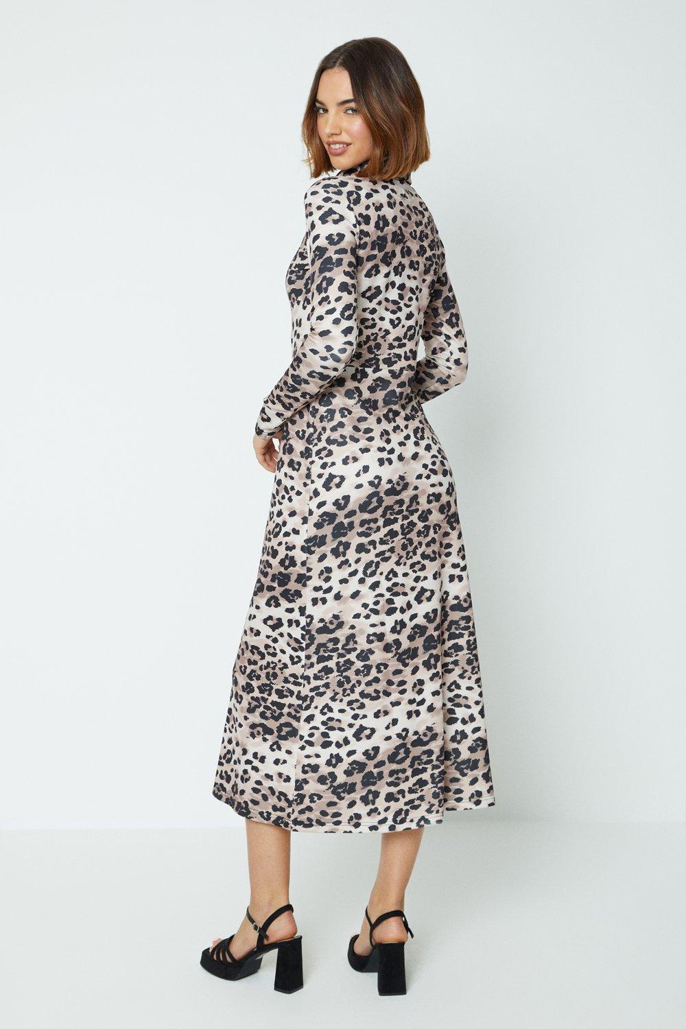 Oasis animal high shop neck dress