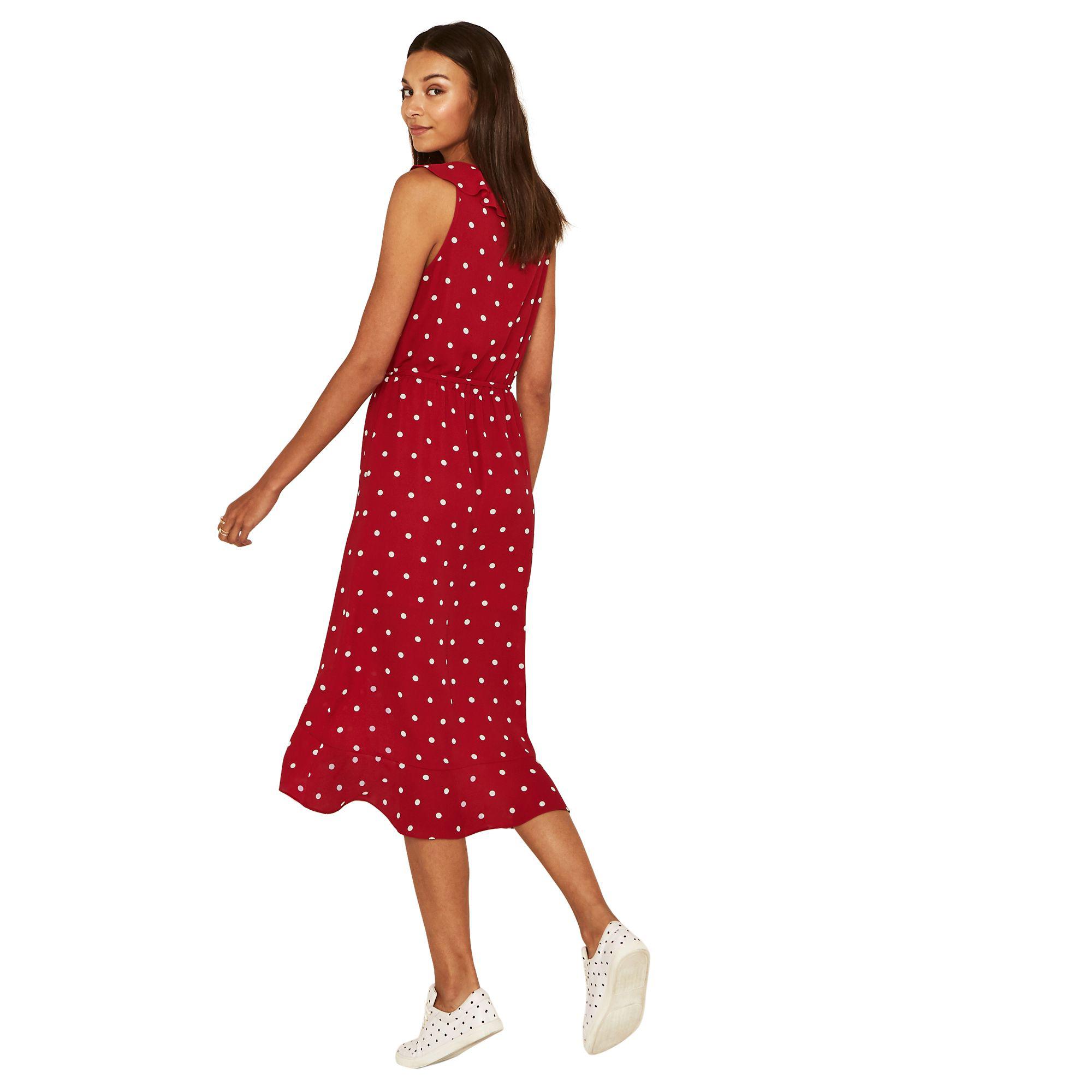 oasis red spot dress