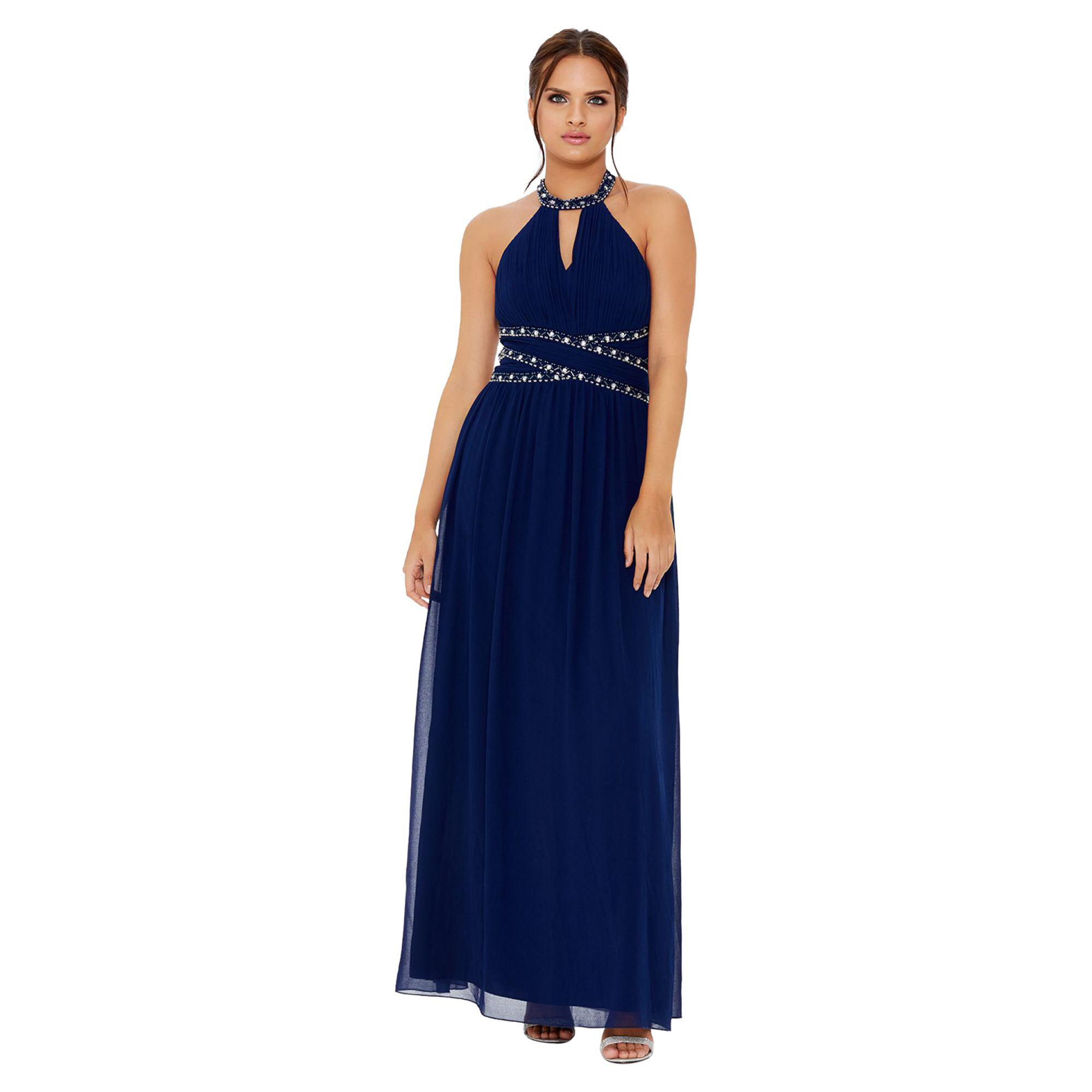 quiz chiffon embellished high neck maxi dress