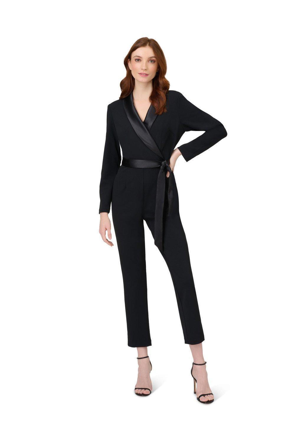 Adrianna Papell Crepe Tuxedo Jumpsuit in Blue Lyst UK