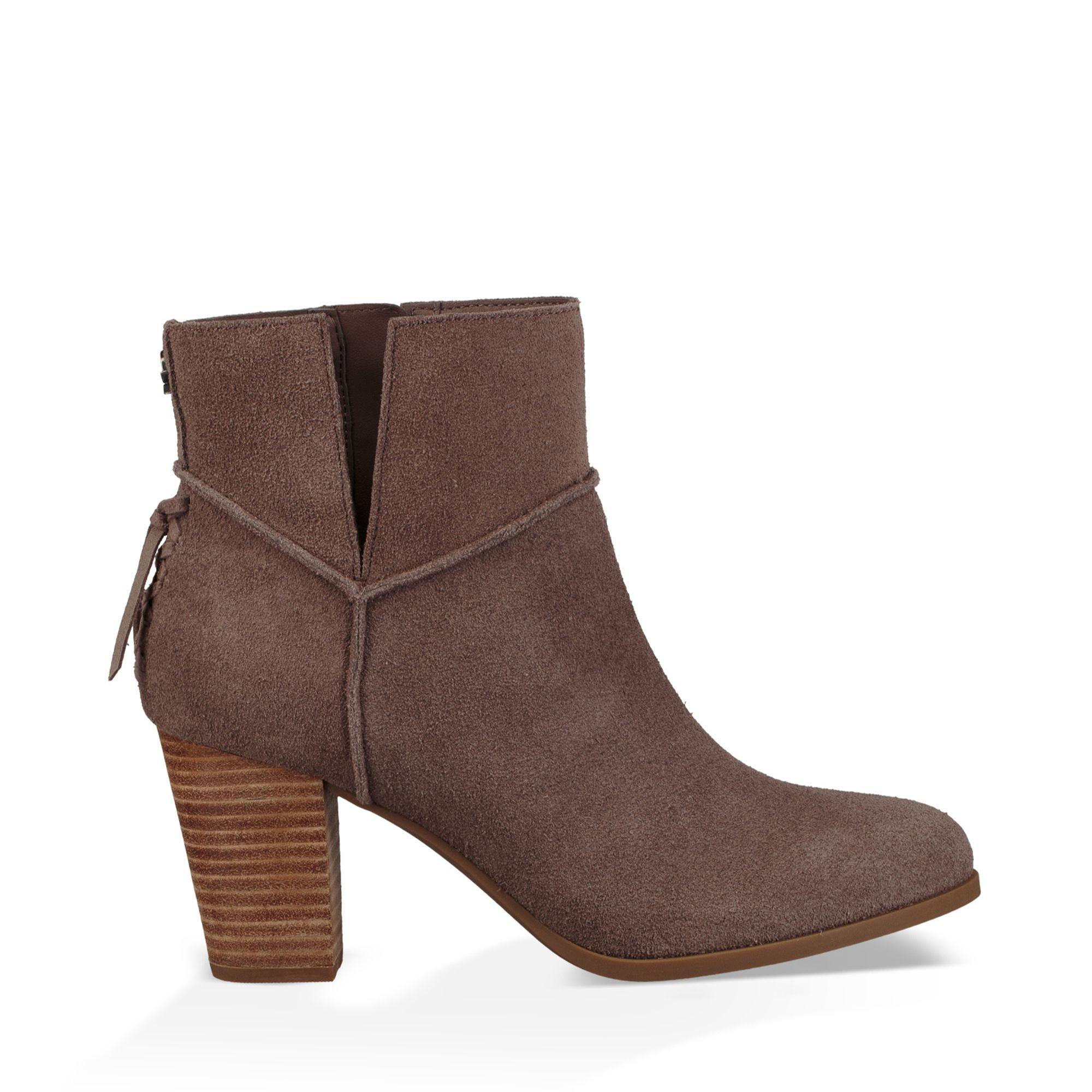 UGG Suede 'samiah' Mid Block Heel Ankle Boots in Brown - Lyst