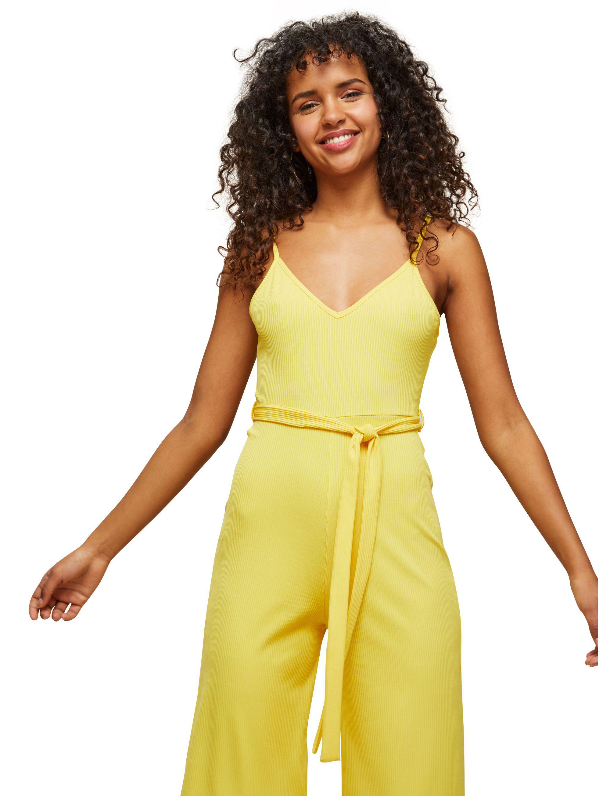 yellow ribbed jumpsuit