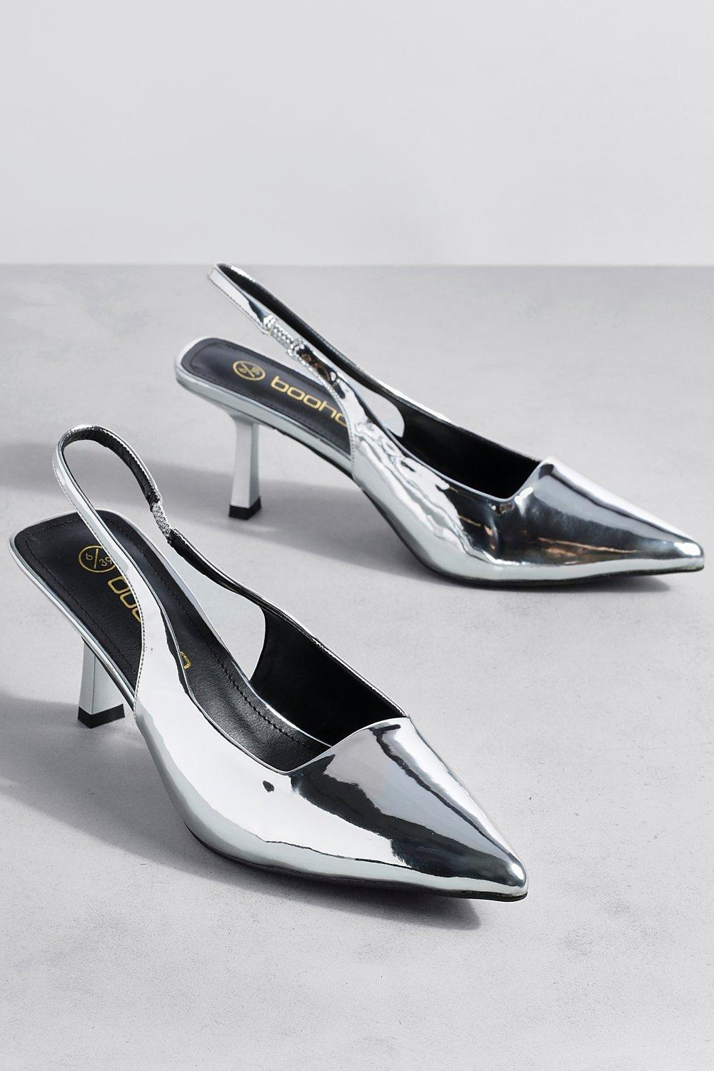 Silver metallic court shoes sales