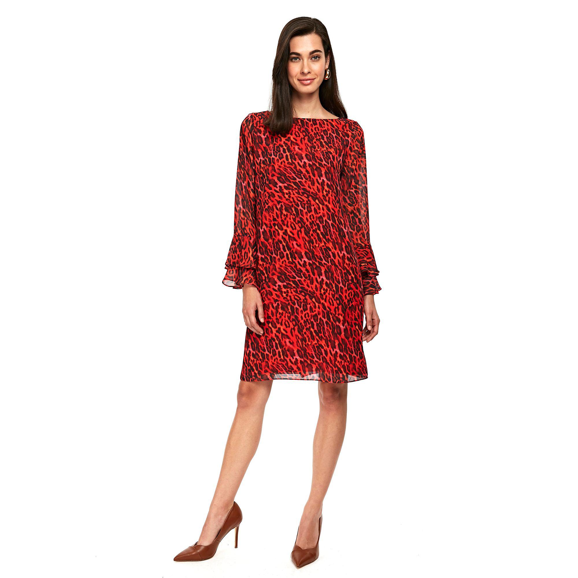 wallis red animal print dress