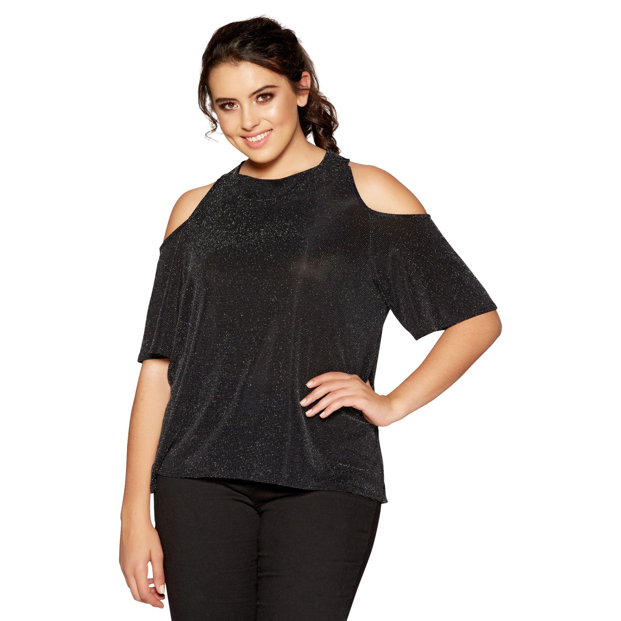 glitter cold shoulder top