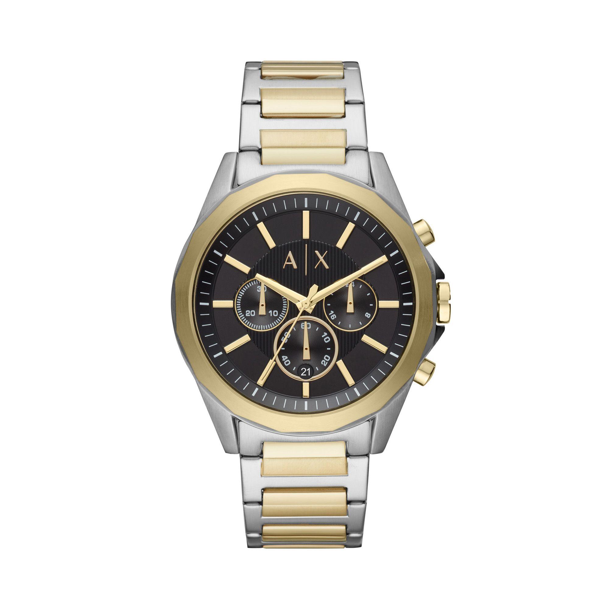 Armani Exchange Gold And Silver 'smart' Chronograph Bracelet Watch