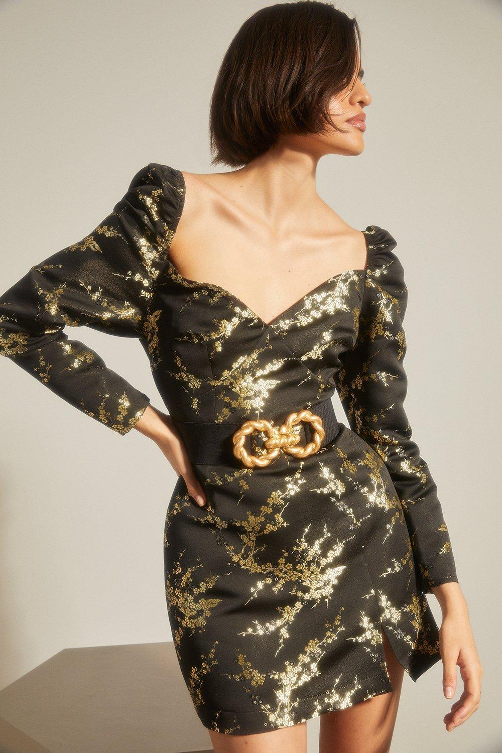 Oasis black gold clearance dress