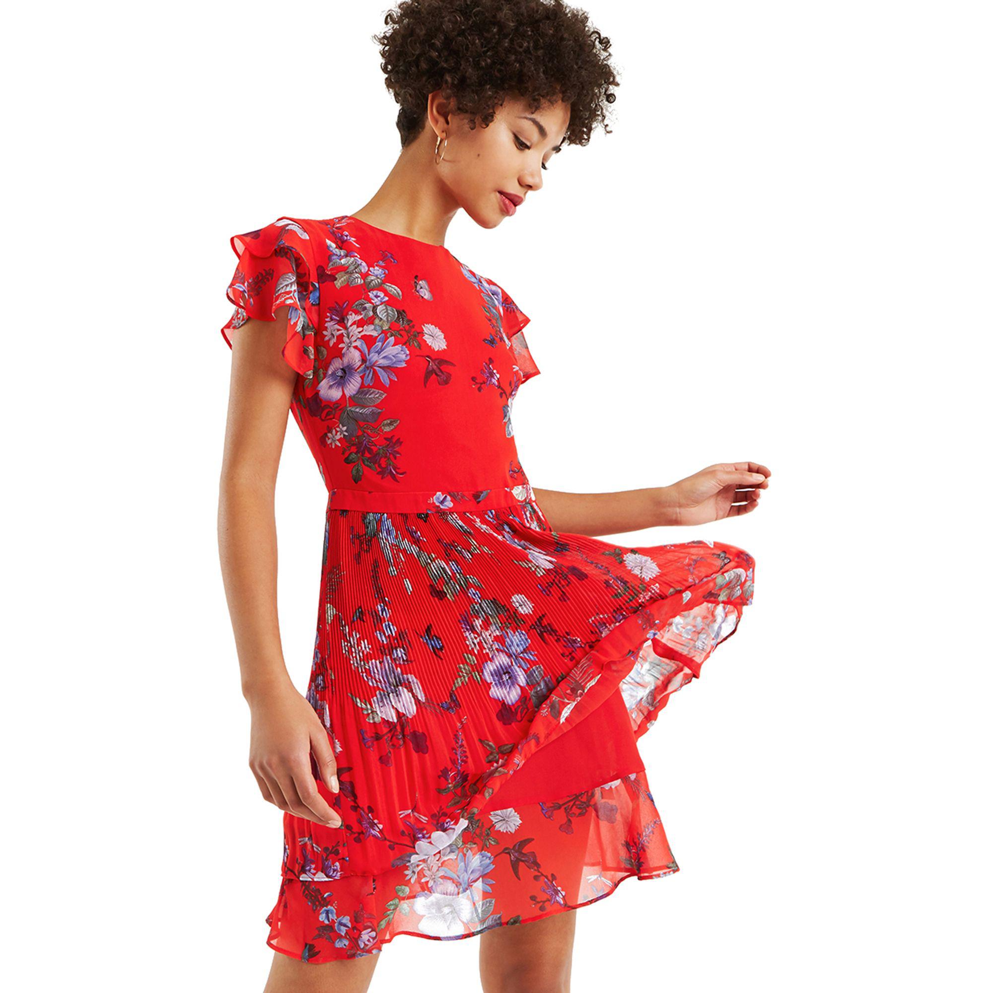 oasis chiffon pleated skater dress