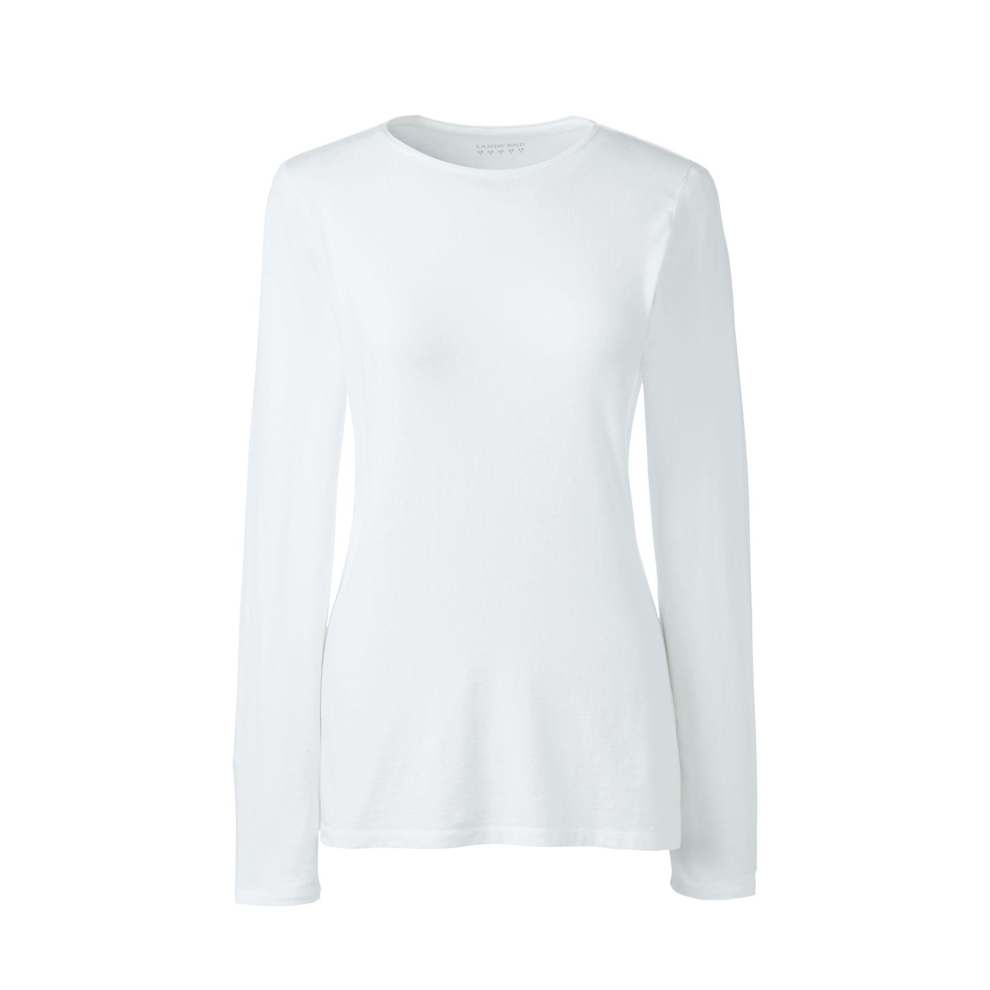 Lands' End Long Sleeve Cotton/modal Crew Neck Tee in White Lyst