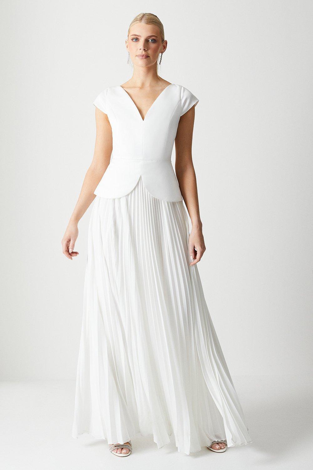 Coast Pleated Skirt Overlay Bodice Maxi Dress in White | Lyst UK