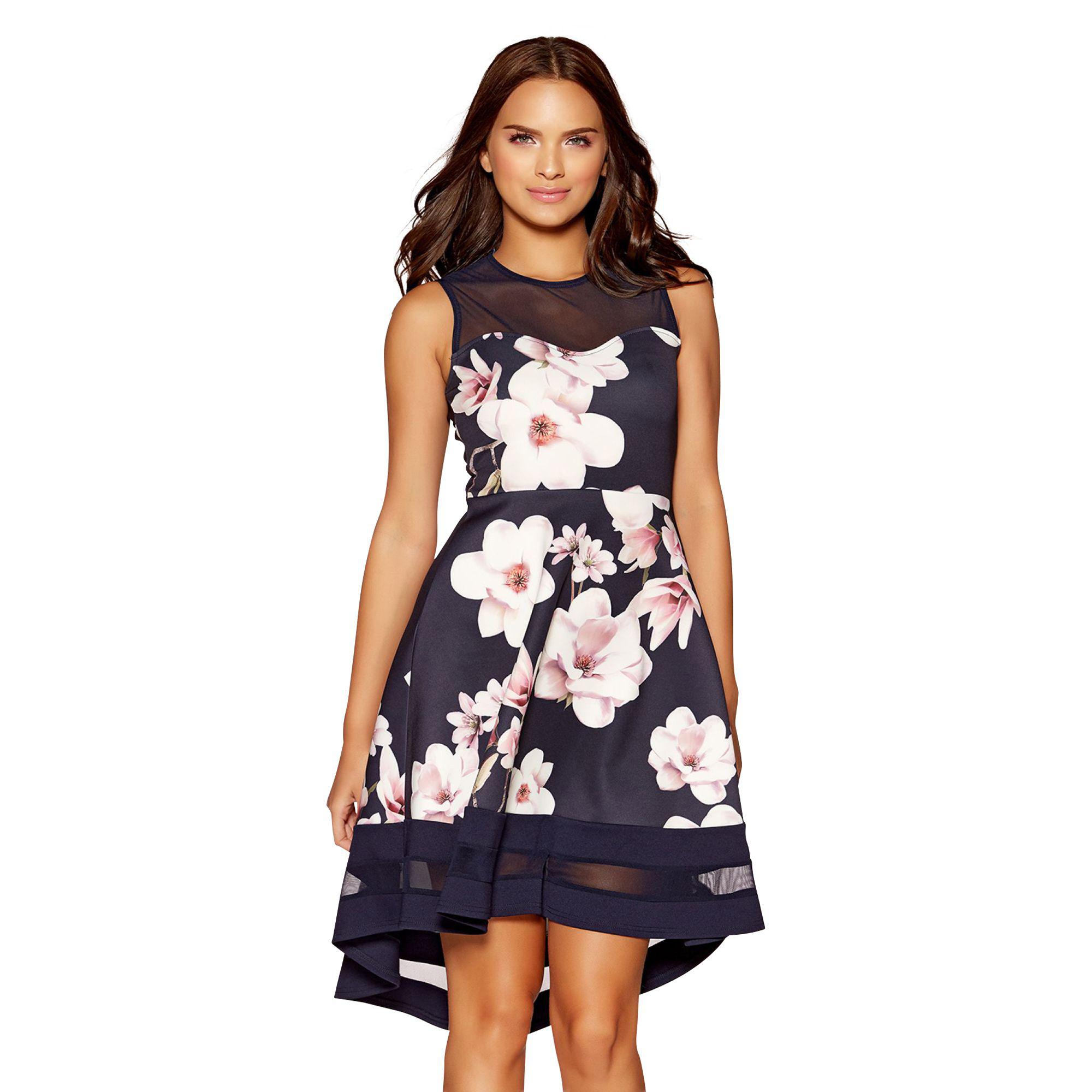 quiz black dip hem dress
