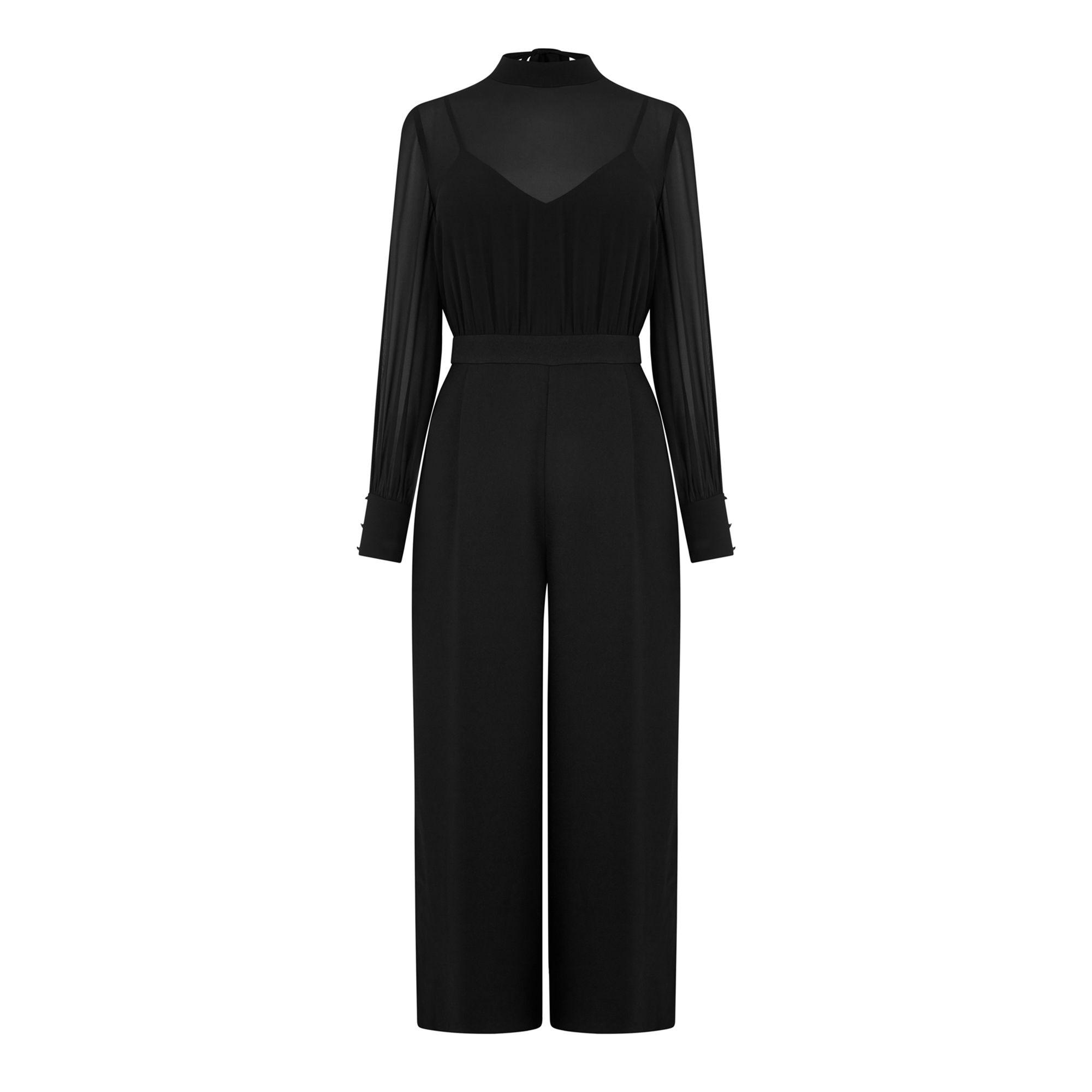 warehouse chiffon sleeve jumpsuit