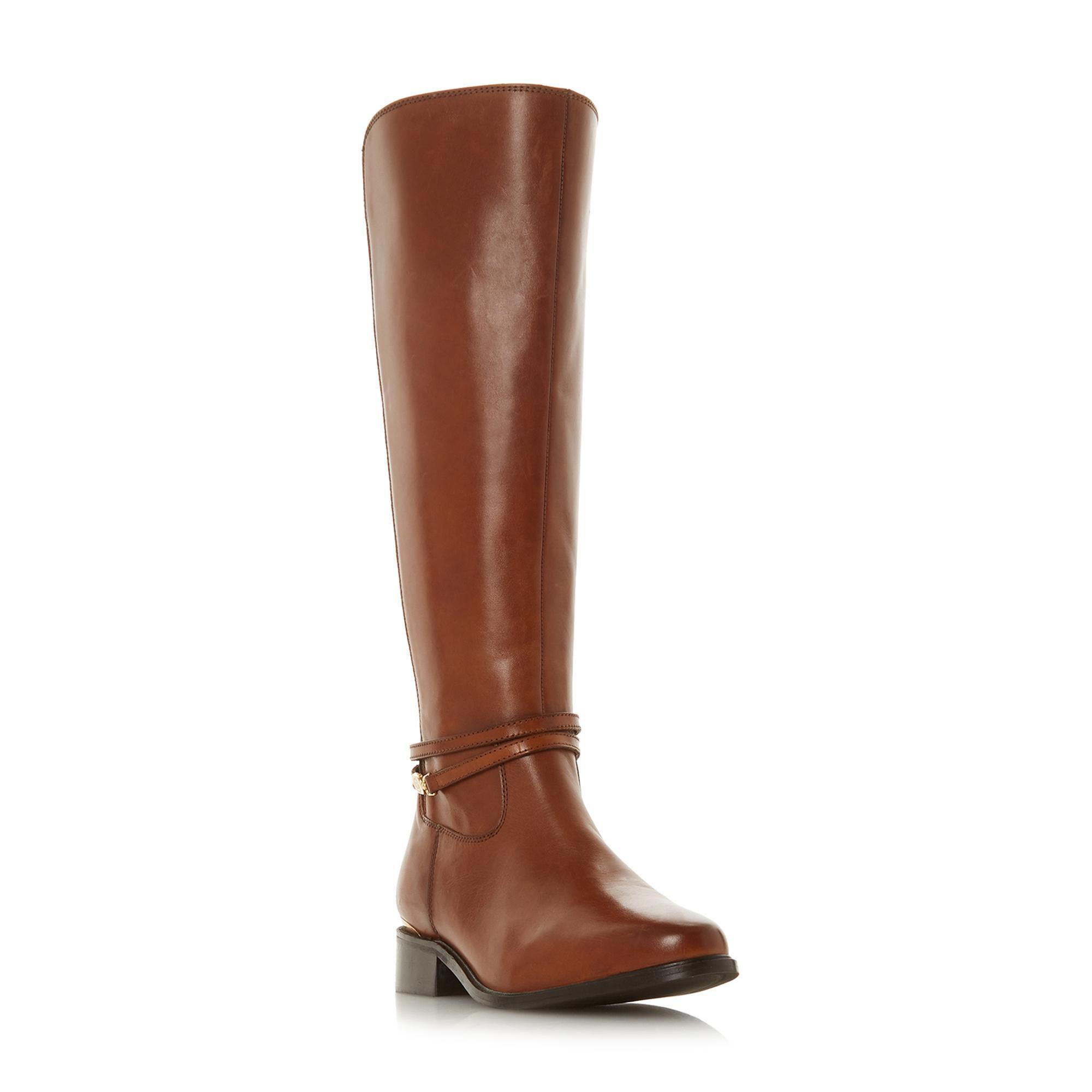 tan leather knee high block heel boots