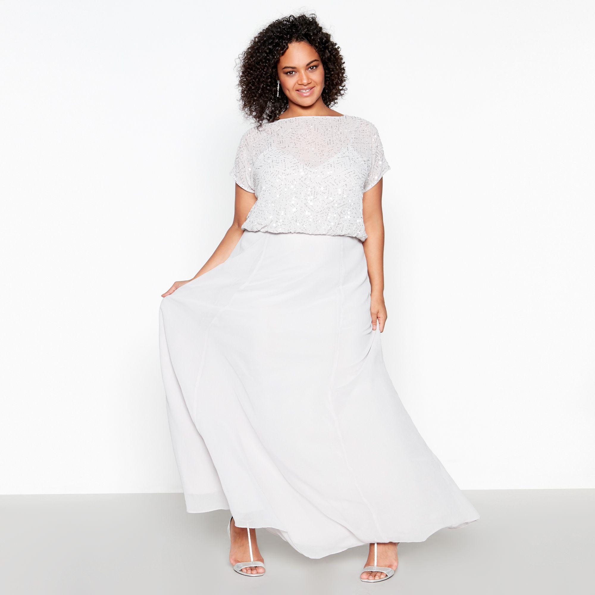 silver beaded maxi dress