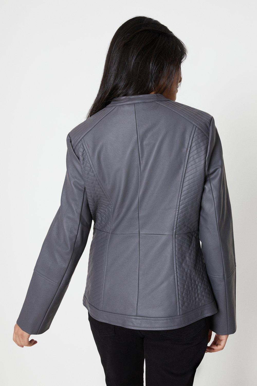 Wallis grey leather jacket Clearance