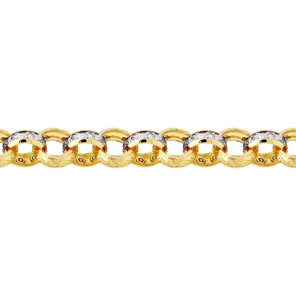 Jewelco London 9ct 2-colour Gold Cz Engraved Belcher 13mm Chain Bracelet  8.5inch - Jcn079a in Metallic | Lyst UK