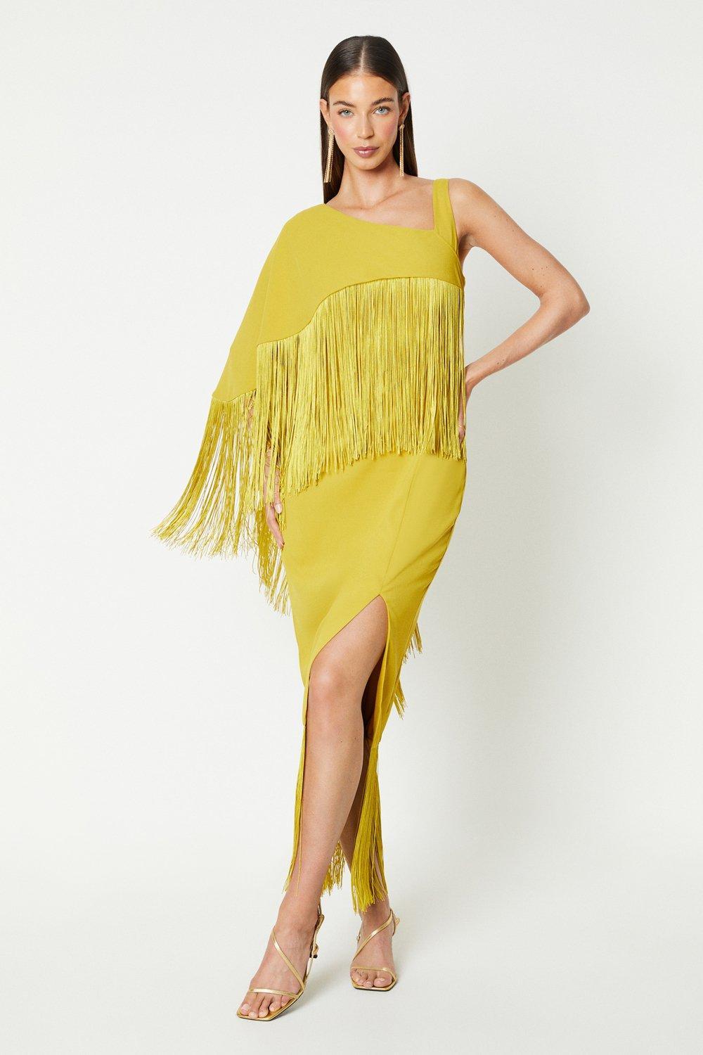 Zara yellow tassel best sale dress