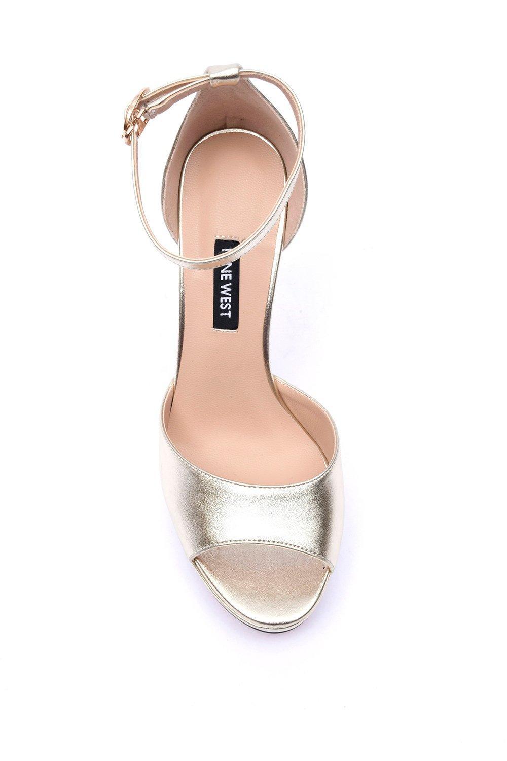 nine west gold peep toe heels