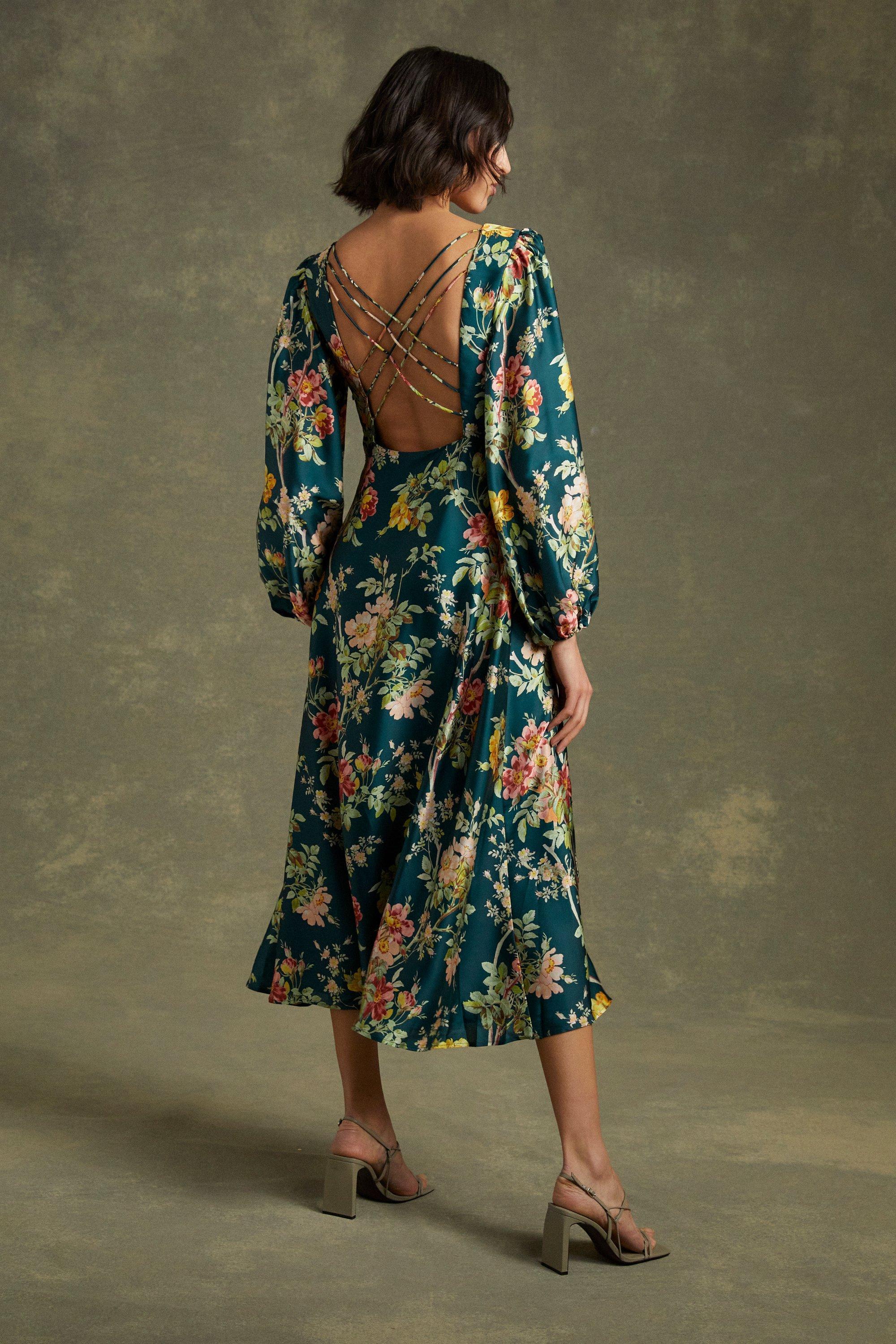 Oasis green top floral dress