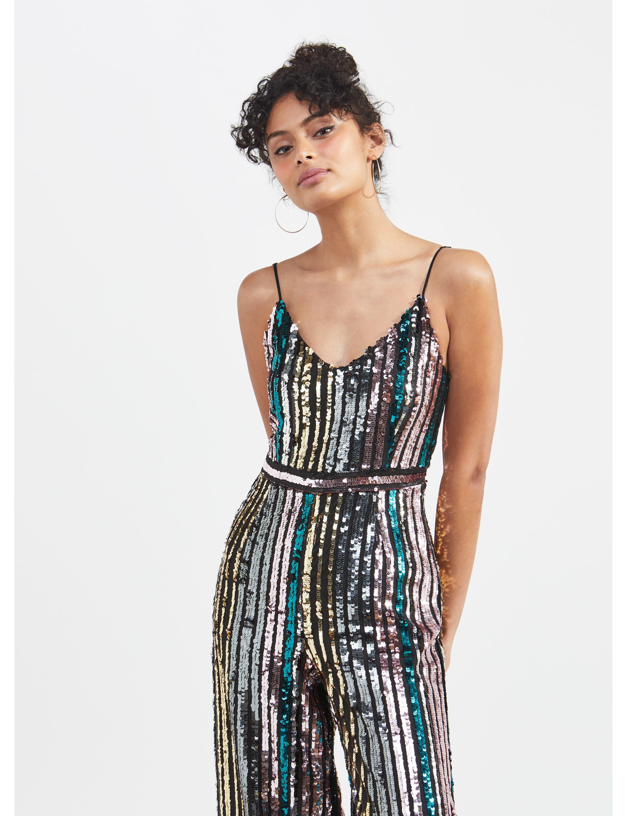 multi coloured sequin jumpsuit