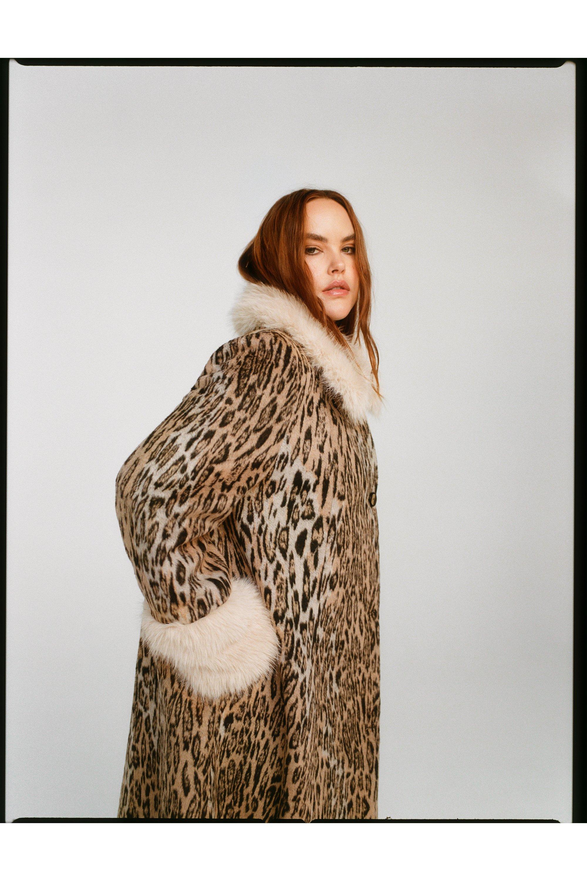 Leopard print cheap swing coat