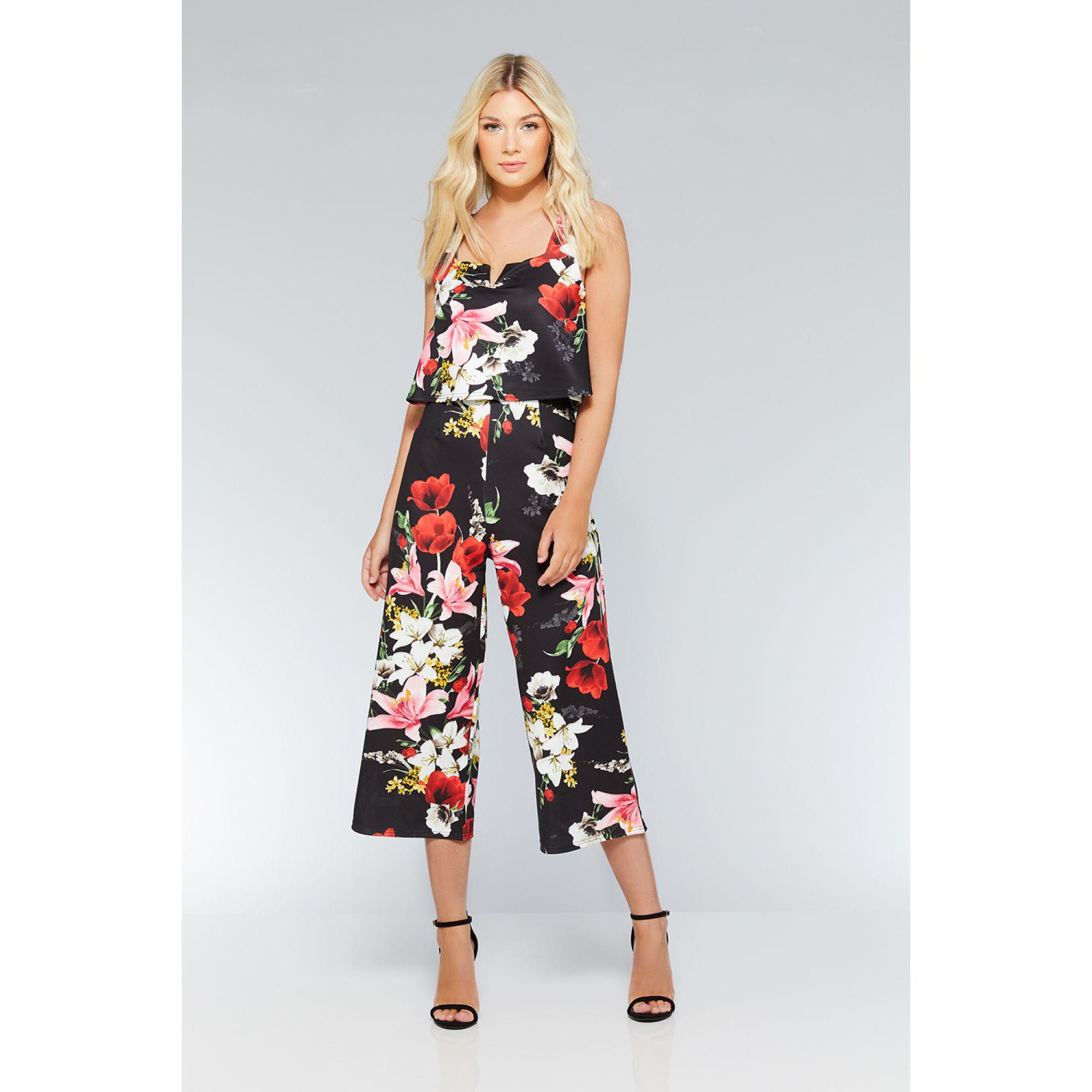 black and red floral jumpsuit
