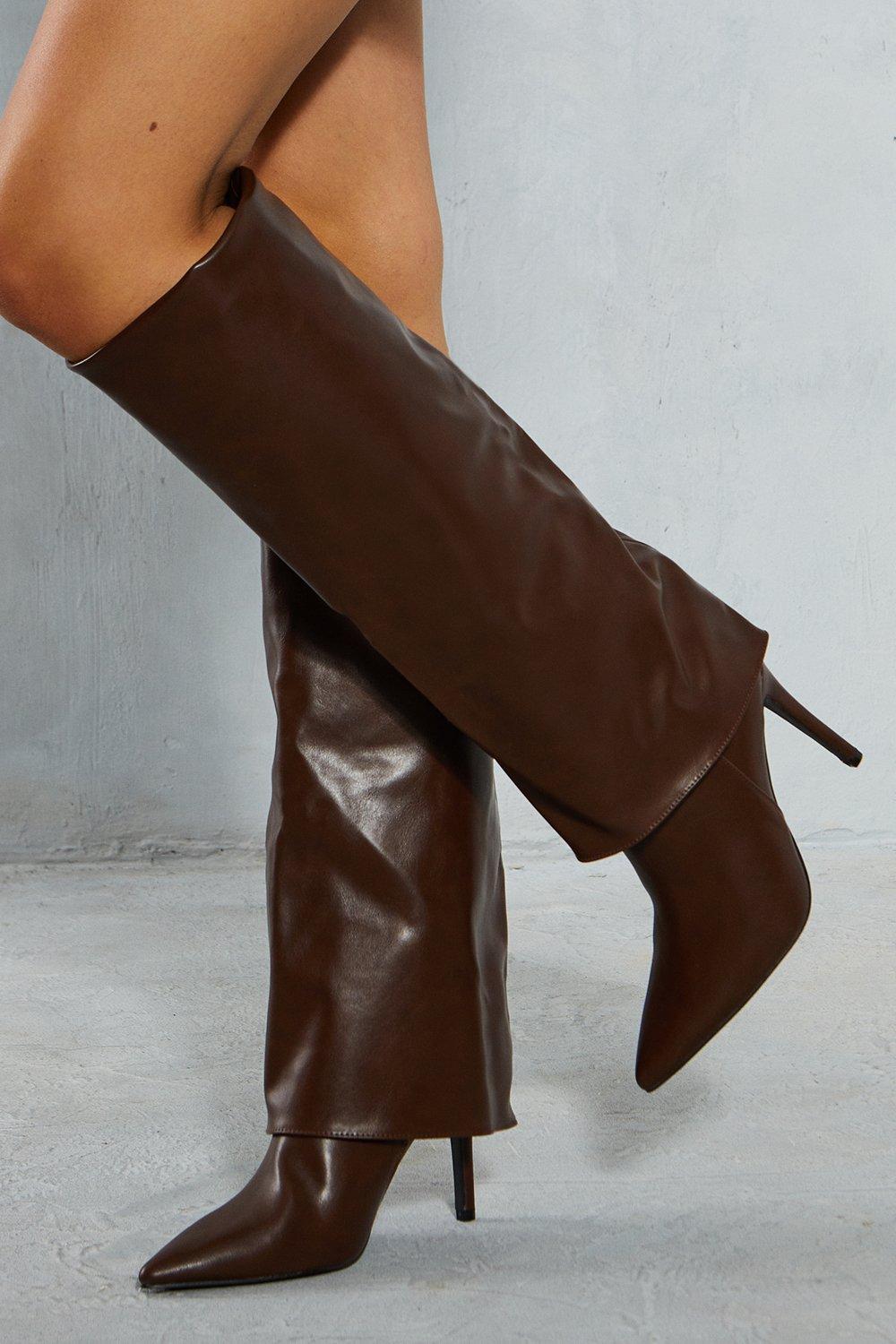 Over the knee store leather look boots