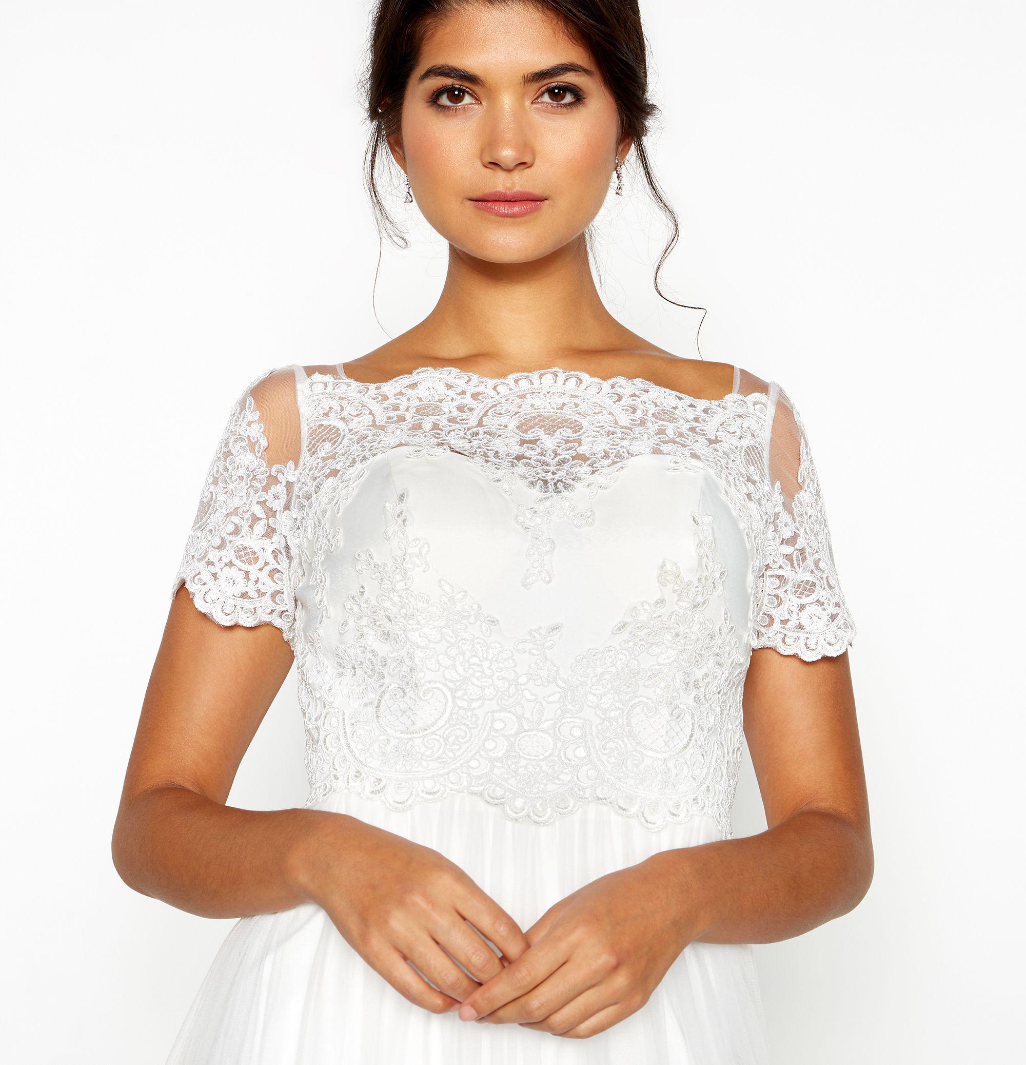 Chi Chi London White Lace 'isabella' Short Sleeve Full Length Wedding