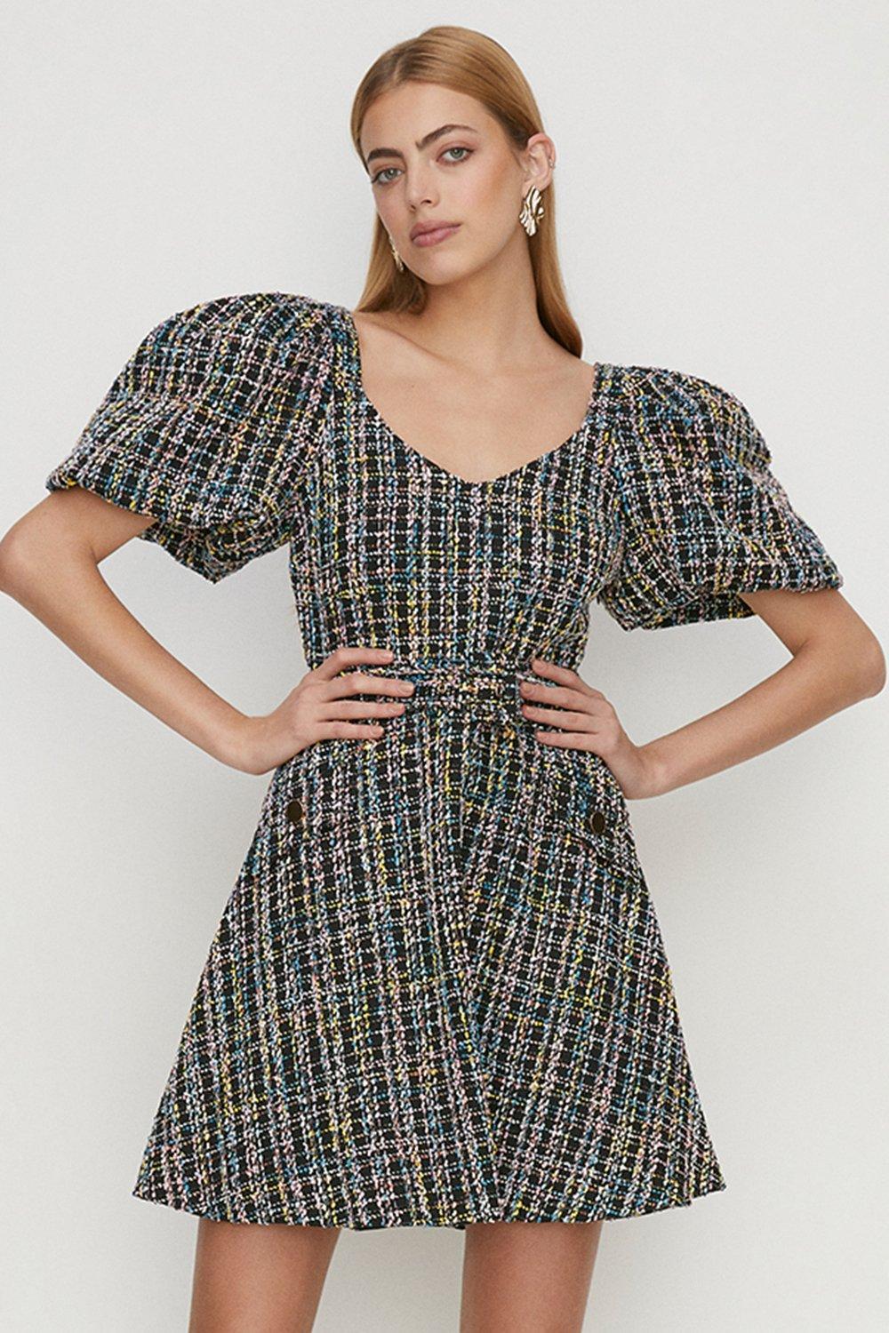 Oasis green tweed dress 2025