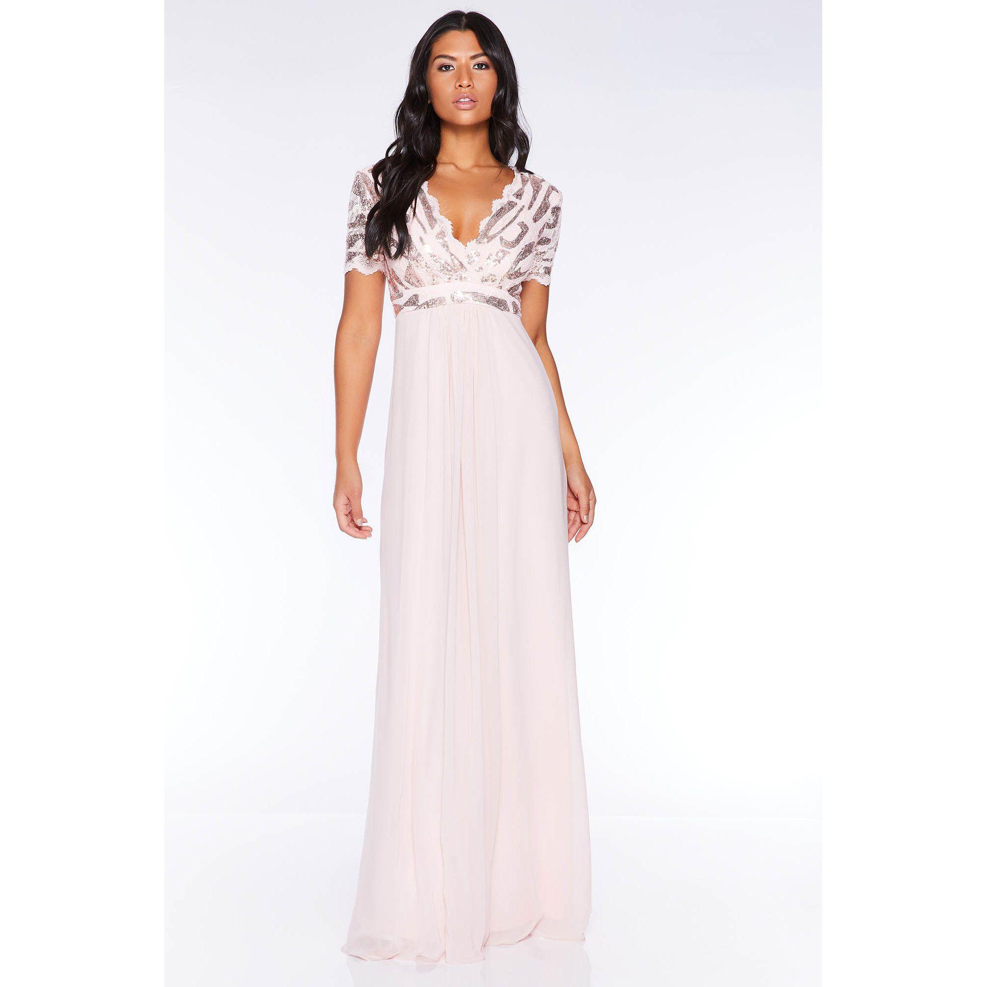 quiz grey chiffon cap sleeve embellished maxi dress