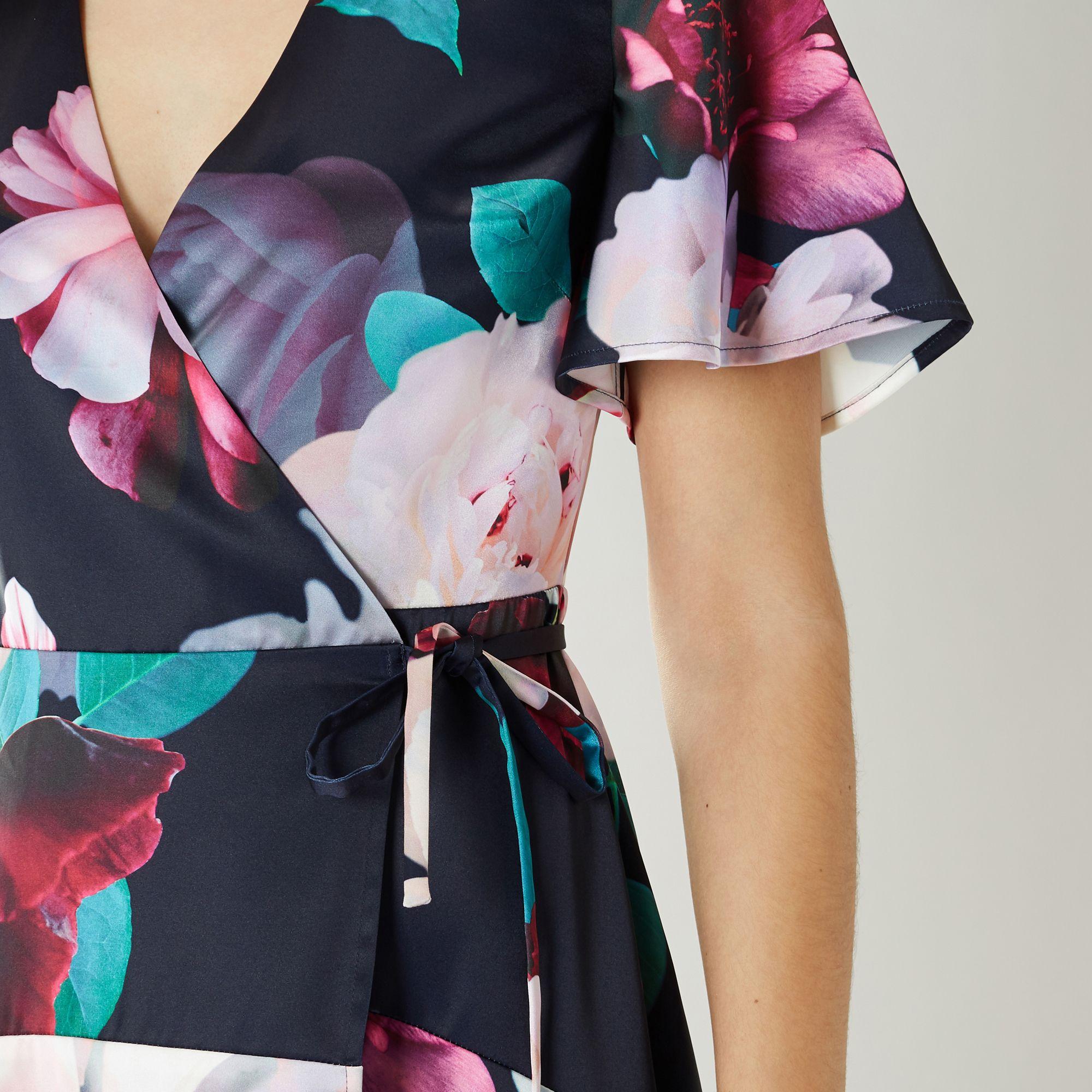 coast pink floral wrap dress