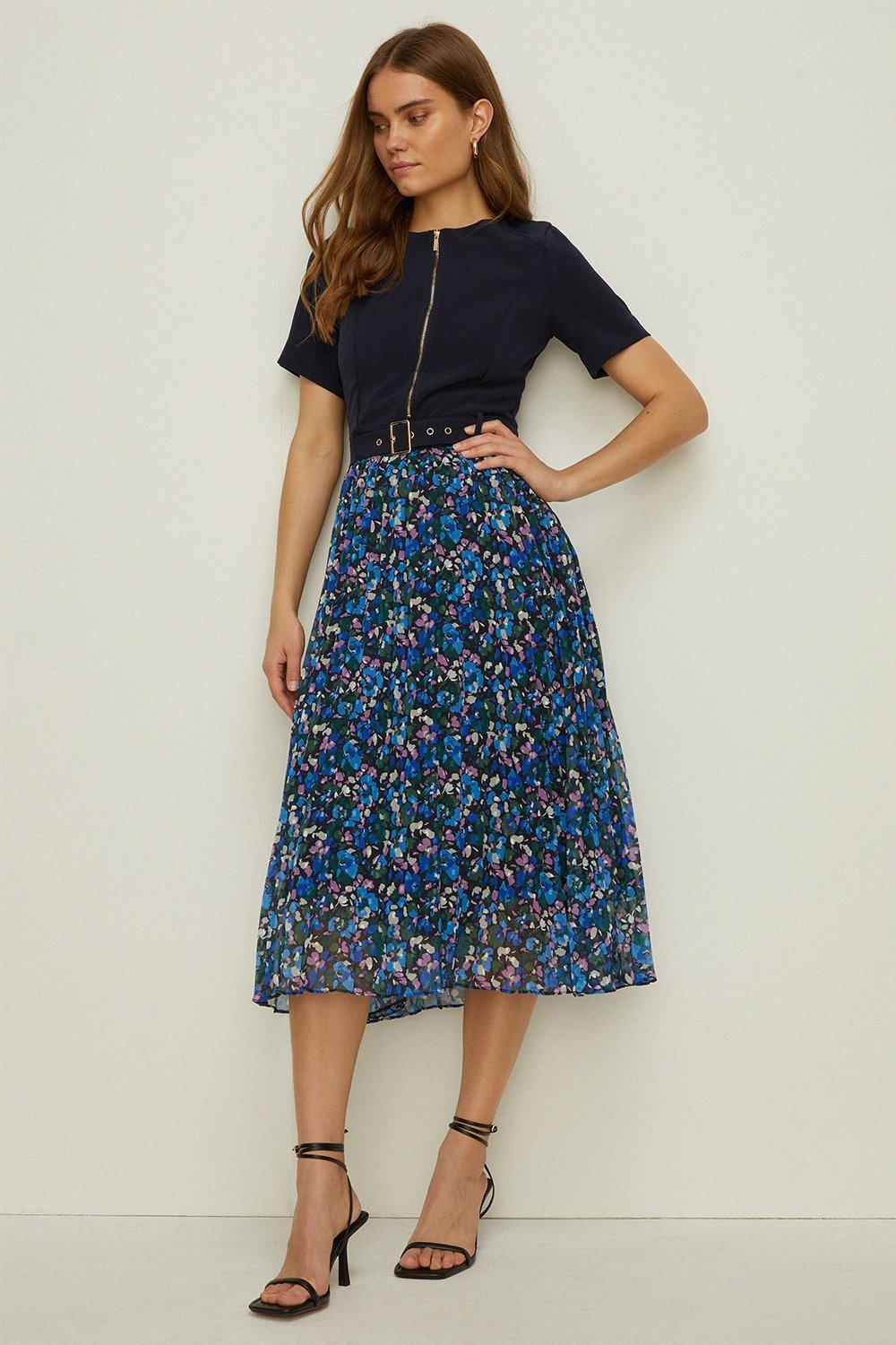 Oasis navy top pleated dress