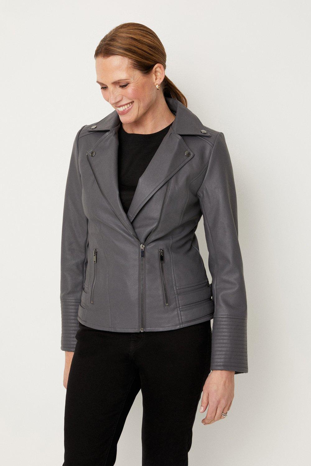 Wallis grey clearance faux leather jacket